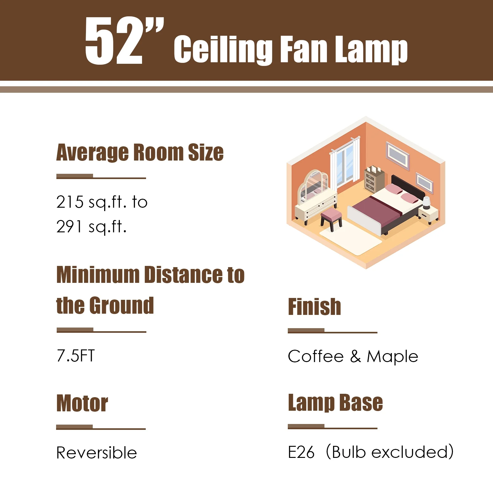 52 Inch 3-Speed Crystal Ceiling Fan Light, Remote Control, Black - Image 7