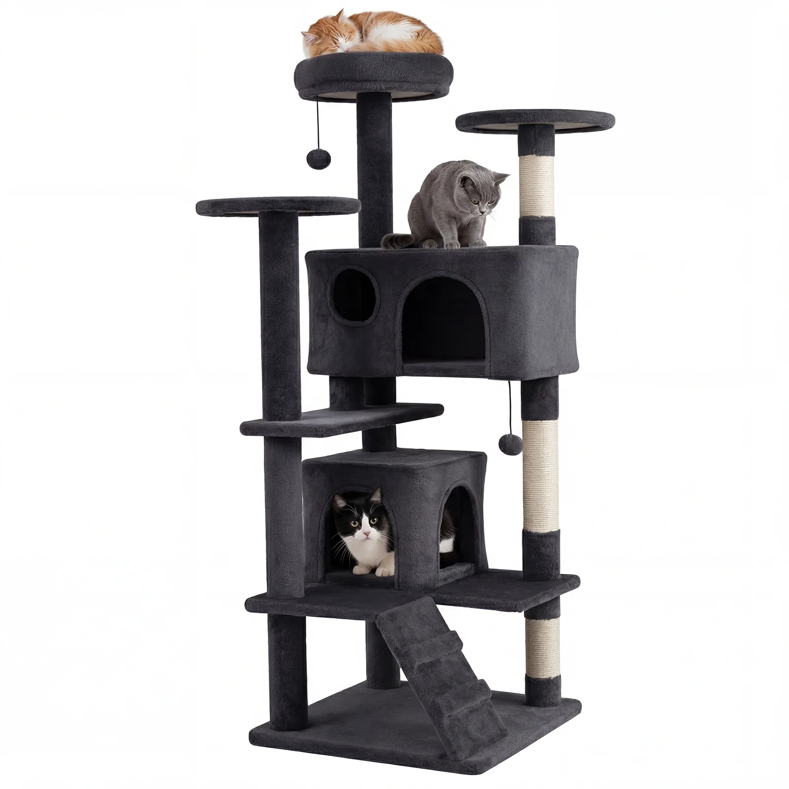 52 Inch Cat Tree Tower For Indoor Cats, Dark Gray - Image 4