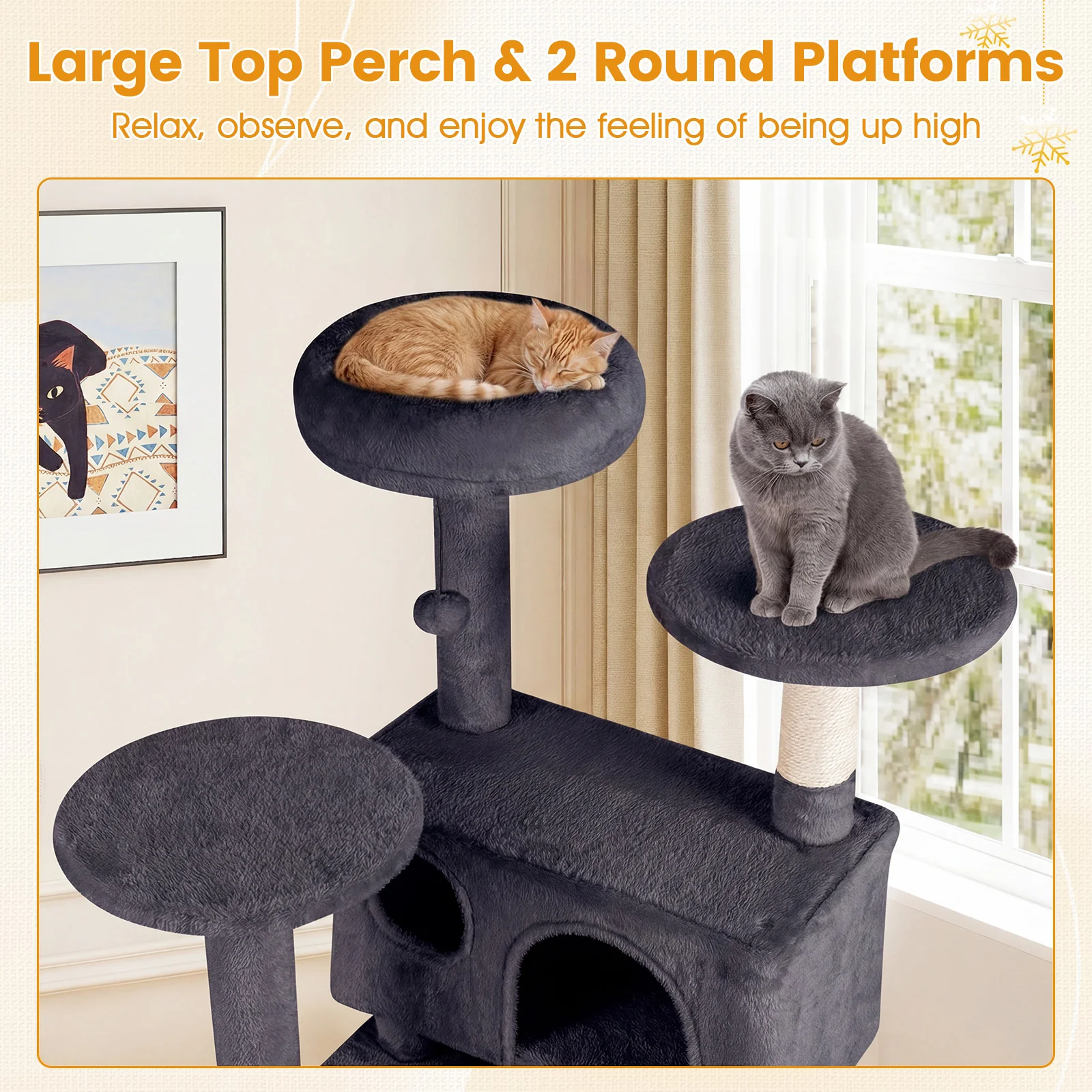 52 Inch Cat Tree Tower For Indoor Cats, Dark Gray - Image 7