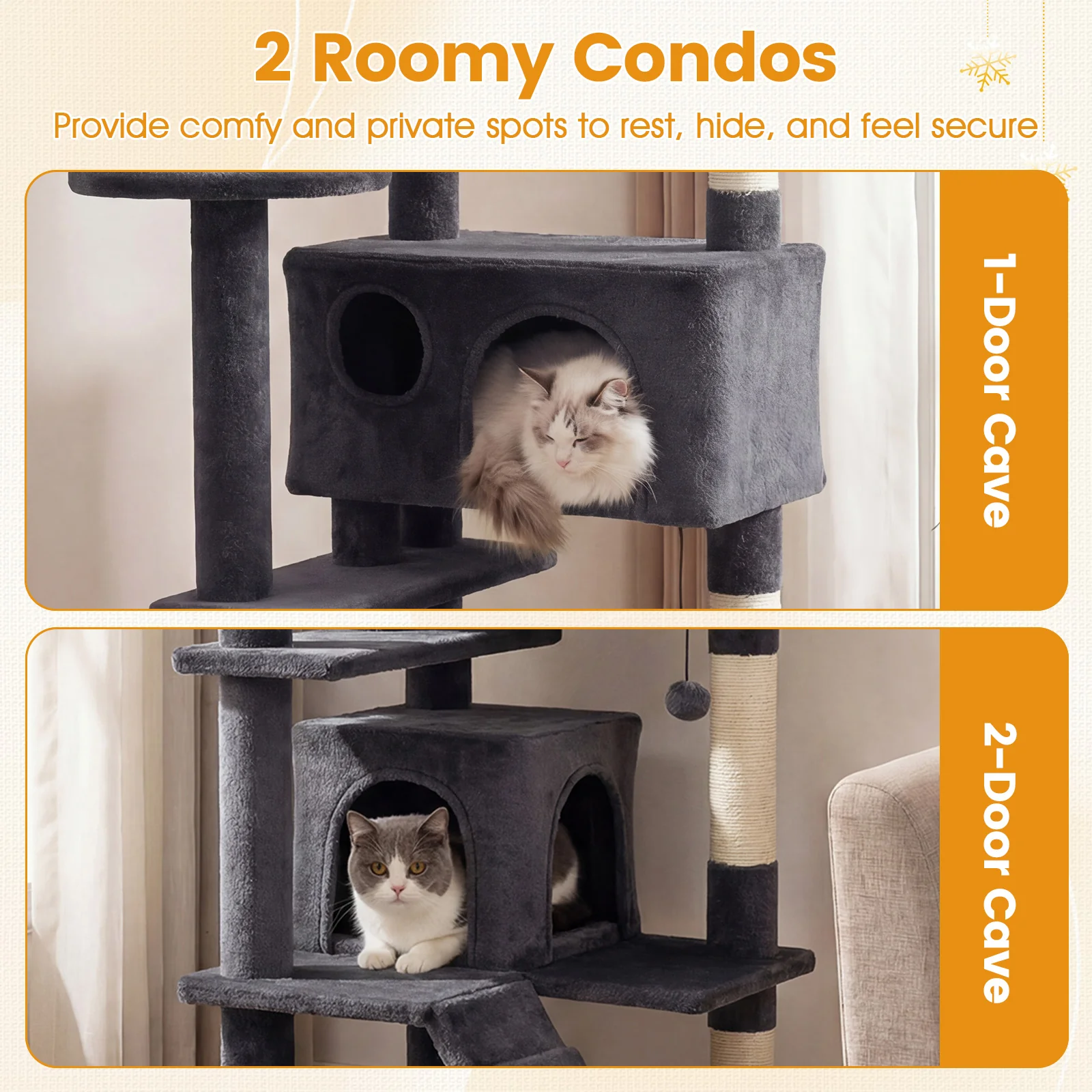 52 Inch Cat Tree Tower For Indoor Cats, Dark Gray - Image 8