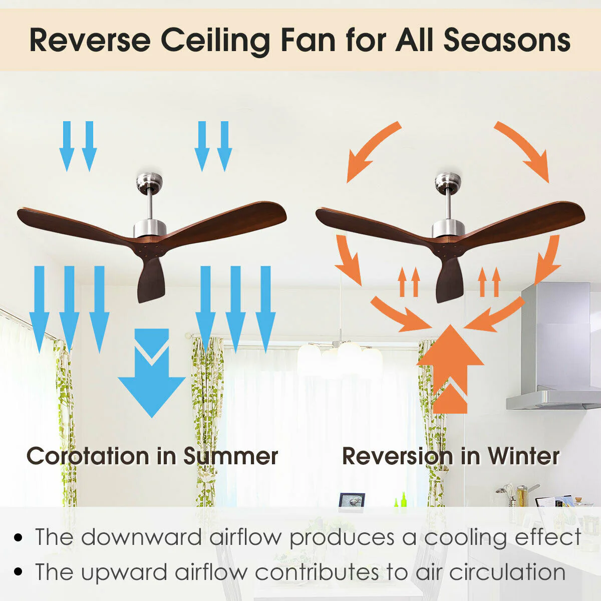 52 Inch Ceiling Fan, Brushed Nickel Finish, Remote Control - Image 6