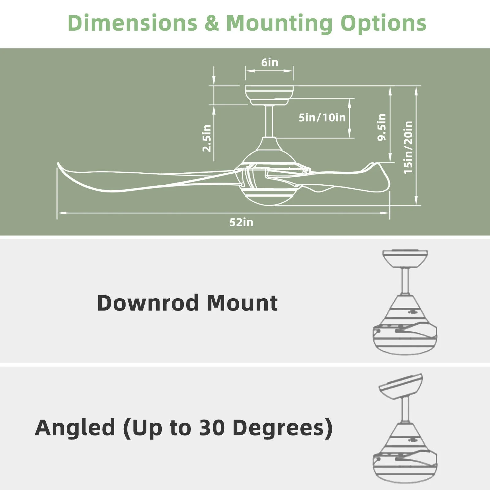 52 Inch Ceiling Fan With Light, Reversible DC Motor, Walnut - Image 5