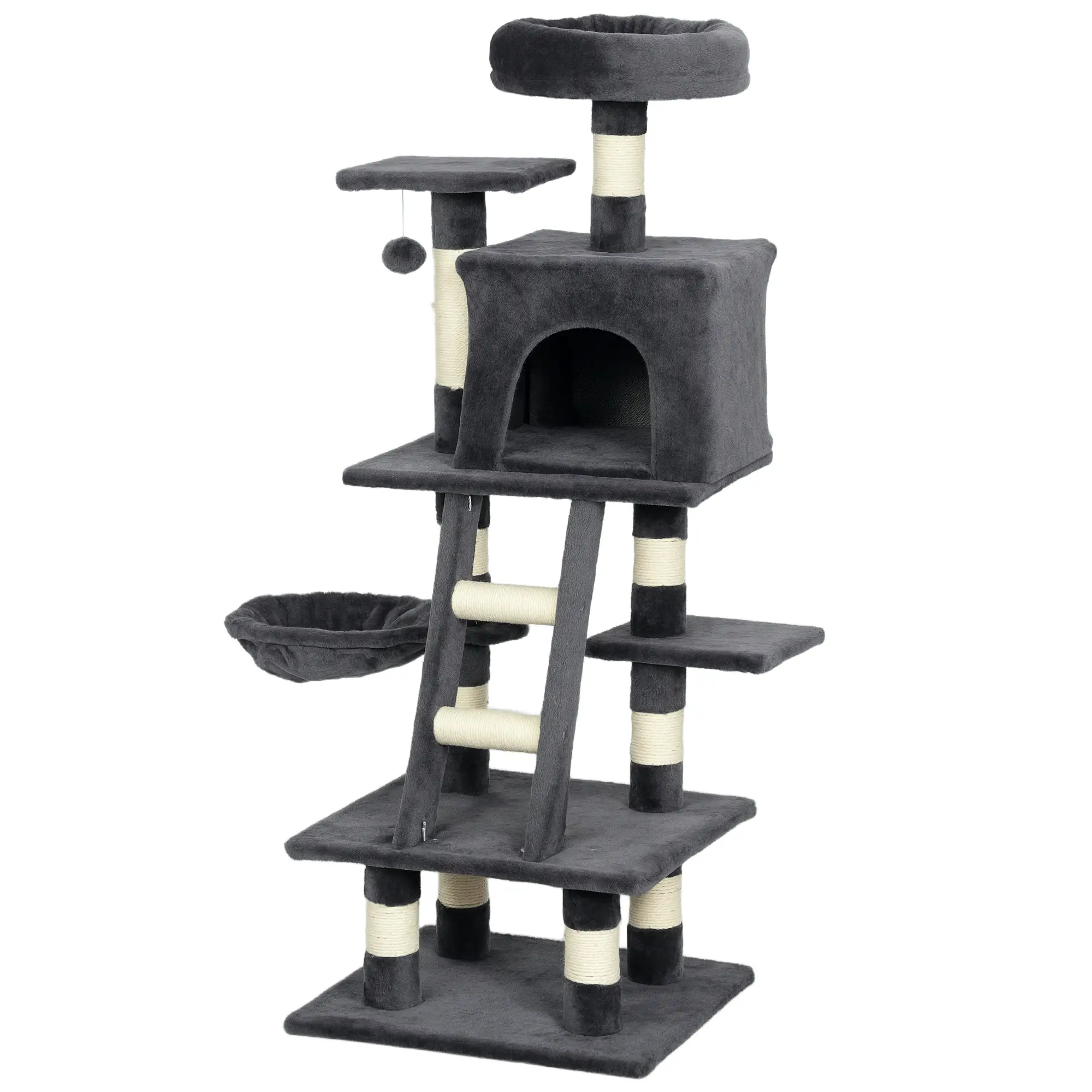 52 Inch Large Cat Tree, Dark Grey