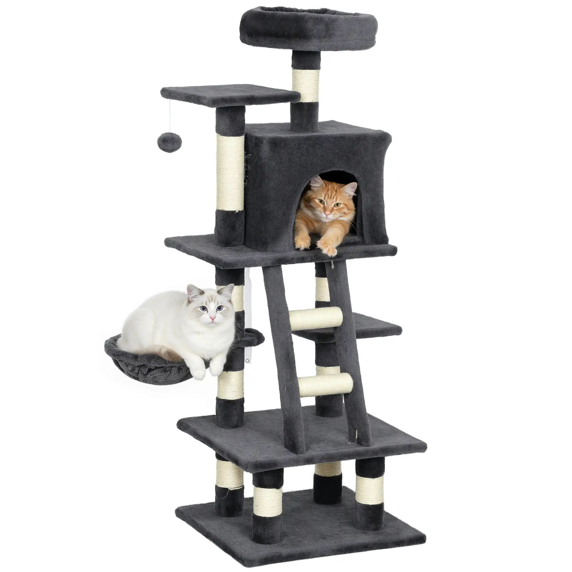 52 Inch Large Cat Tree, Dark Grey - Image 11