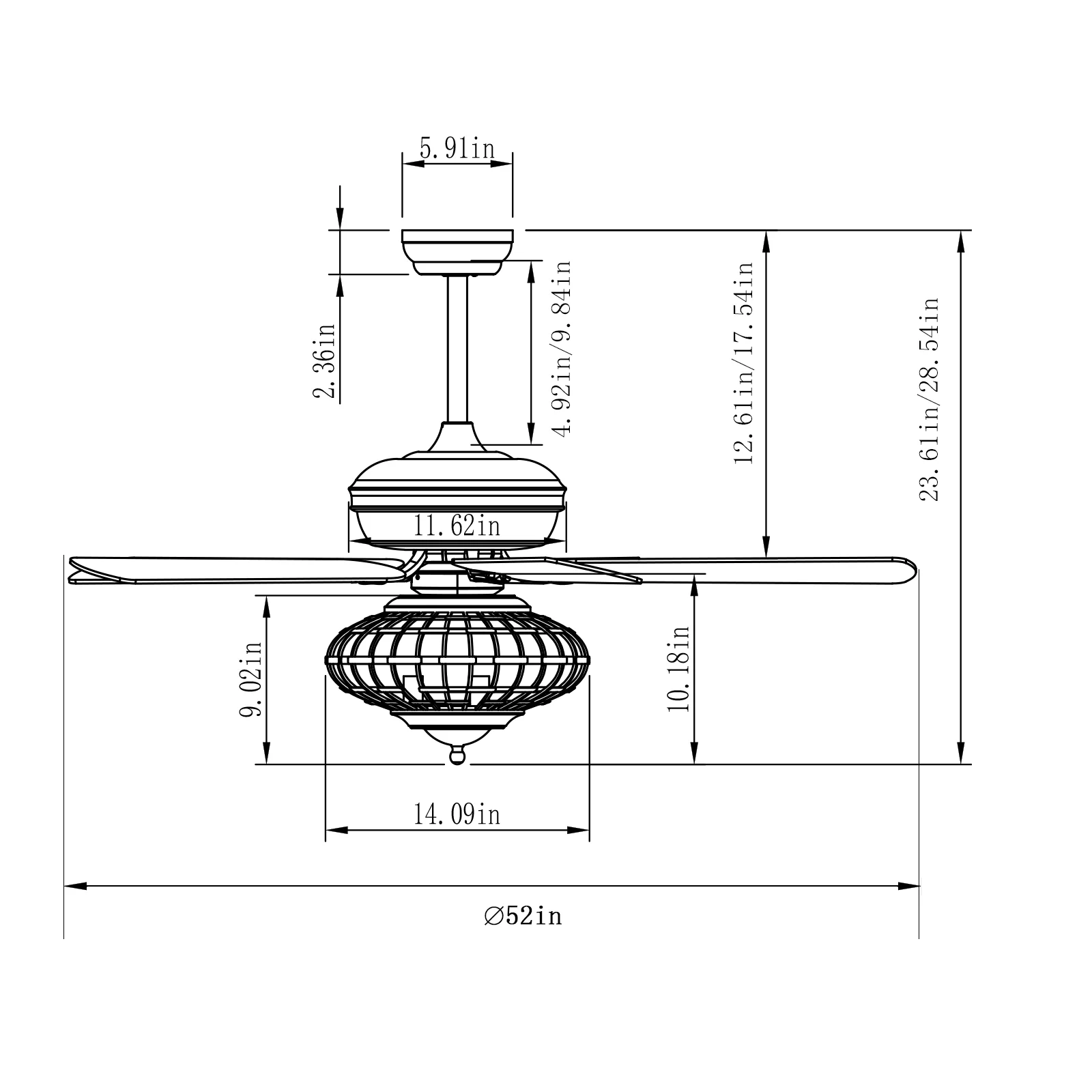 52 Inches Ceiling Fan, Wooden Blades, Remote Control, Silver - Image 5