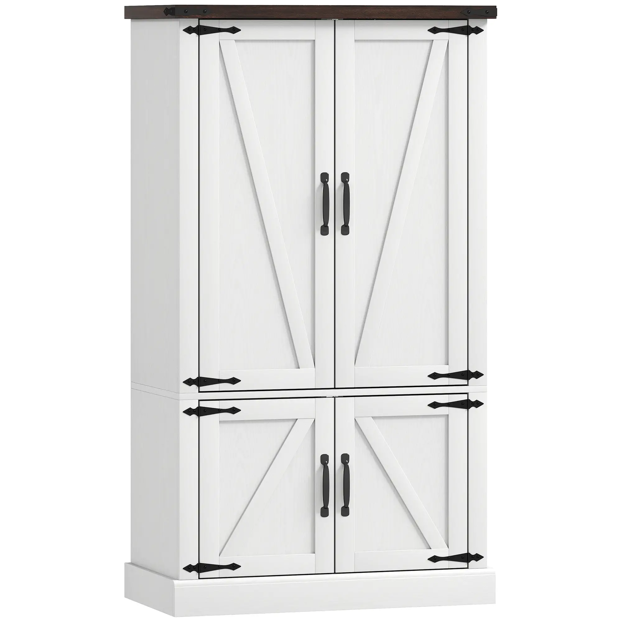 53.5 Inch Pantry Cabinet, Adjustable Shelves, 6 Door Spice Racks, White