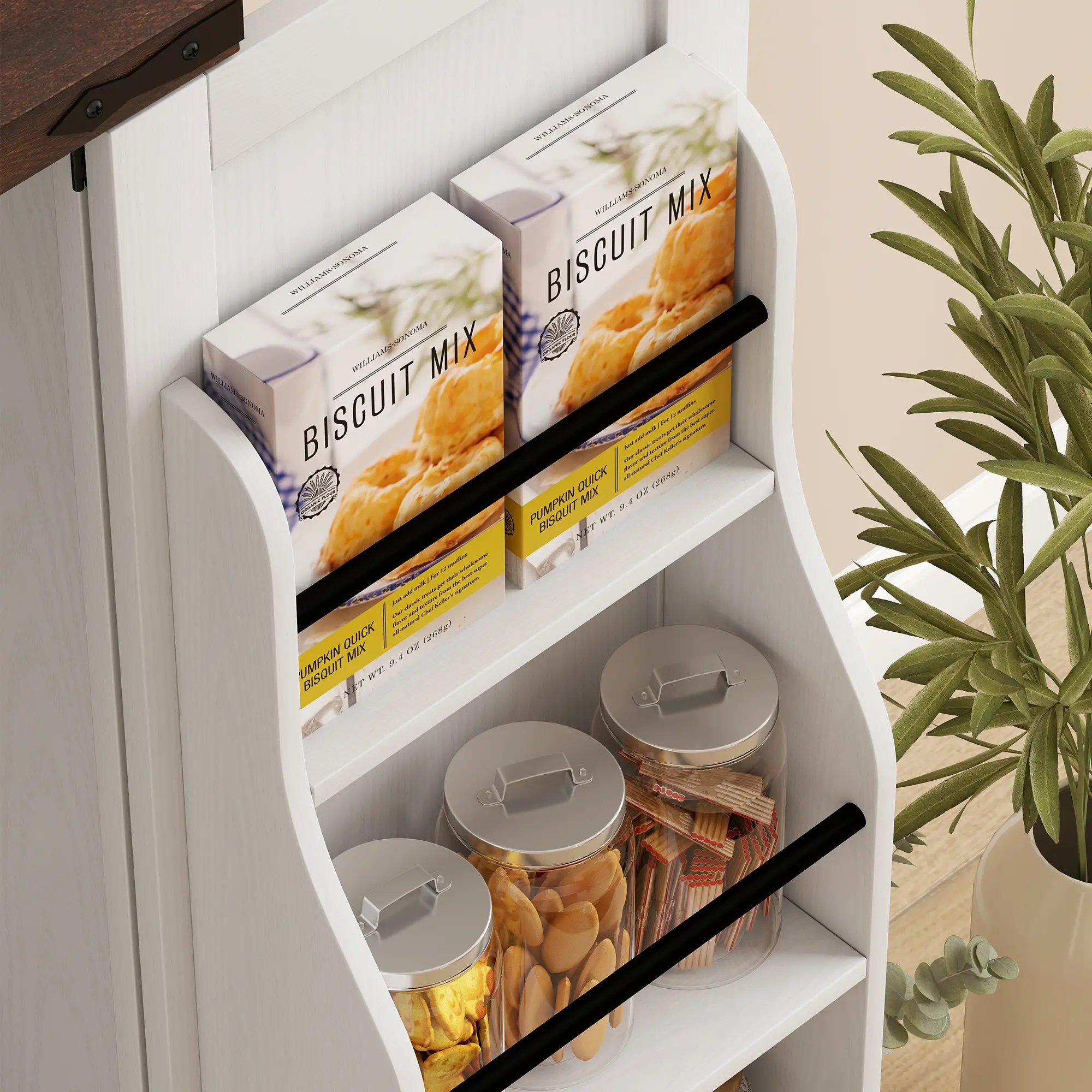 53.5 Inch Pantry Cabinet, Adjustable Shelves, 6 Door Spice Racks, White - Image 10