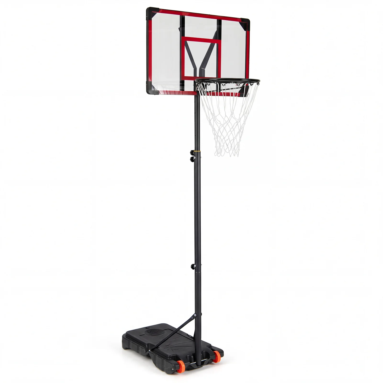 5.3-7.5 Feet Kids Basketball Hoop Height Adjustable with Fillable Base, Black & Red