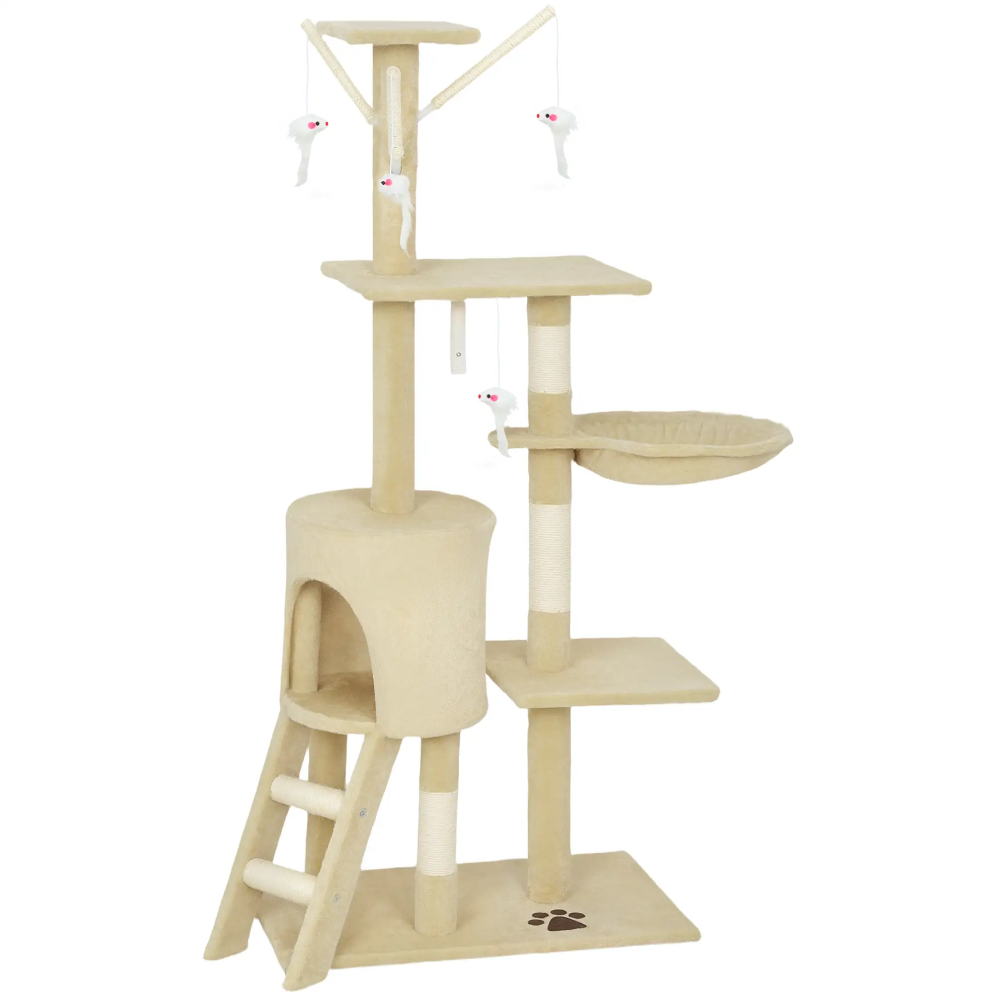 53 Cat Tree Tower, Kitten Activity Centre, Scratching Posts, Beige - Image 11