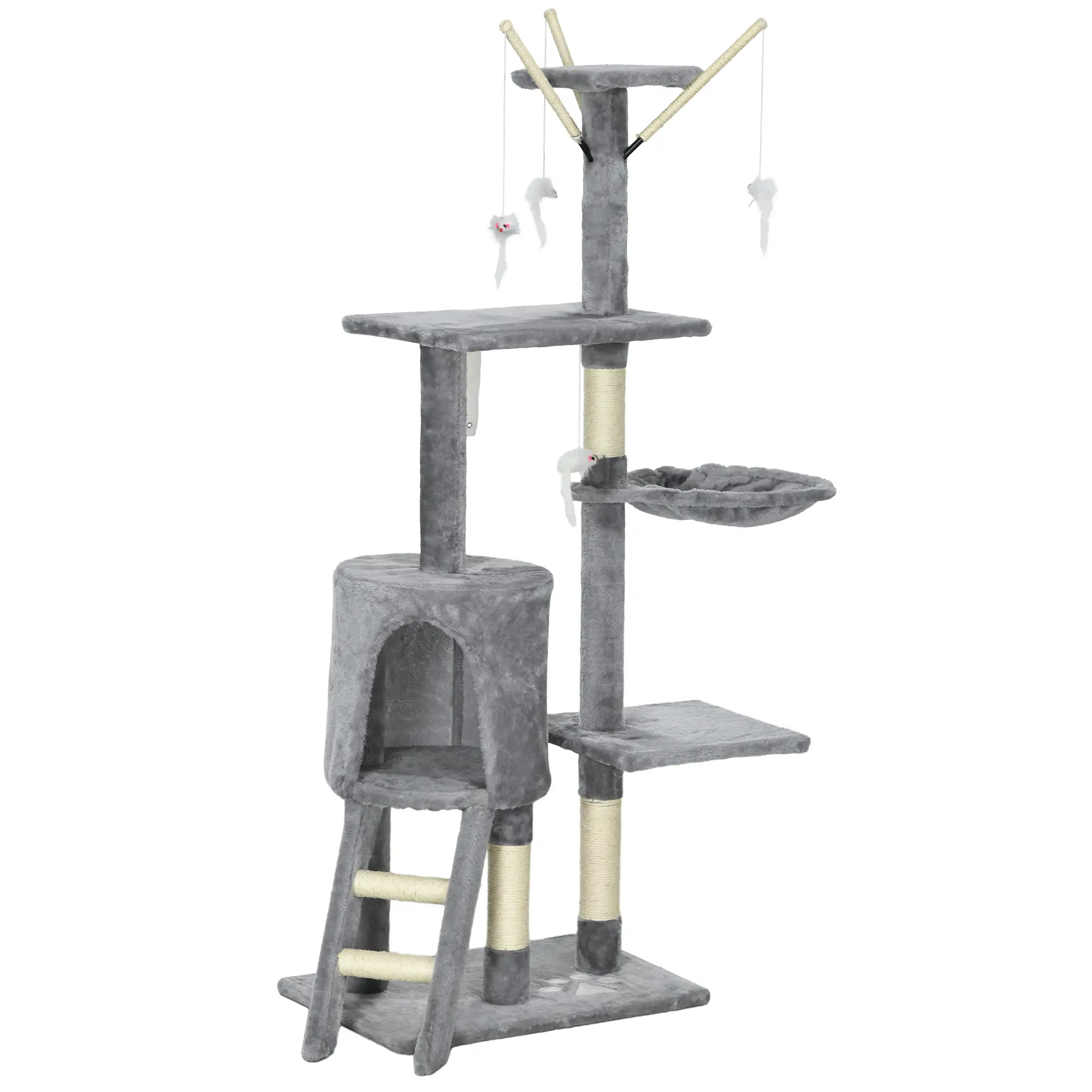 53 Cat Tree Tower, Kitten Activity Centre, Scratching Posts, Grey
