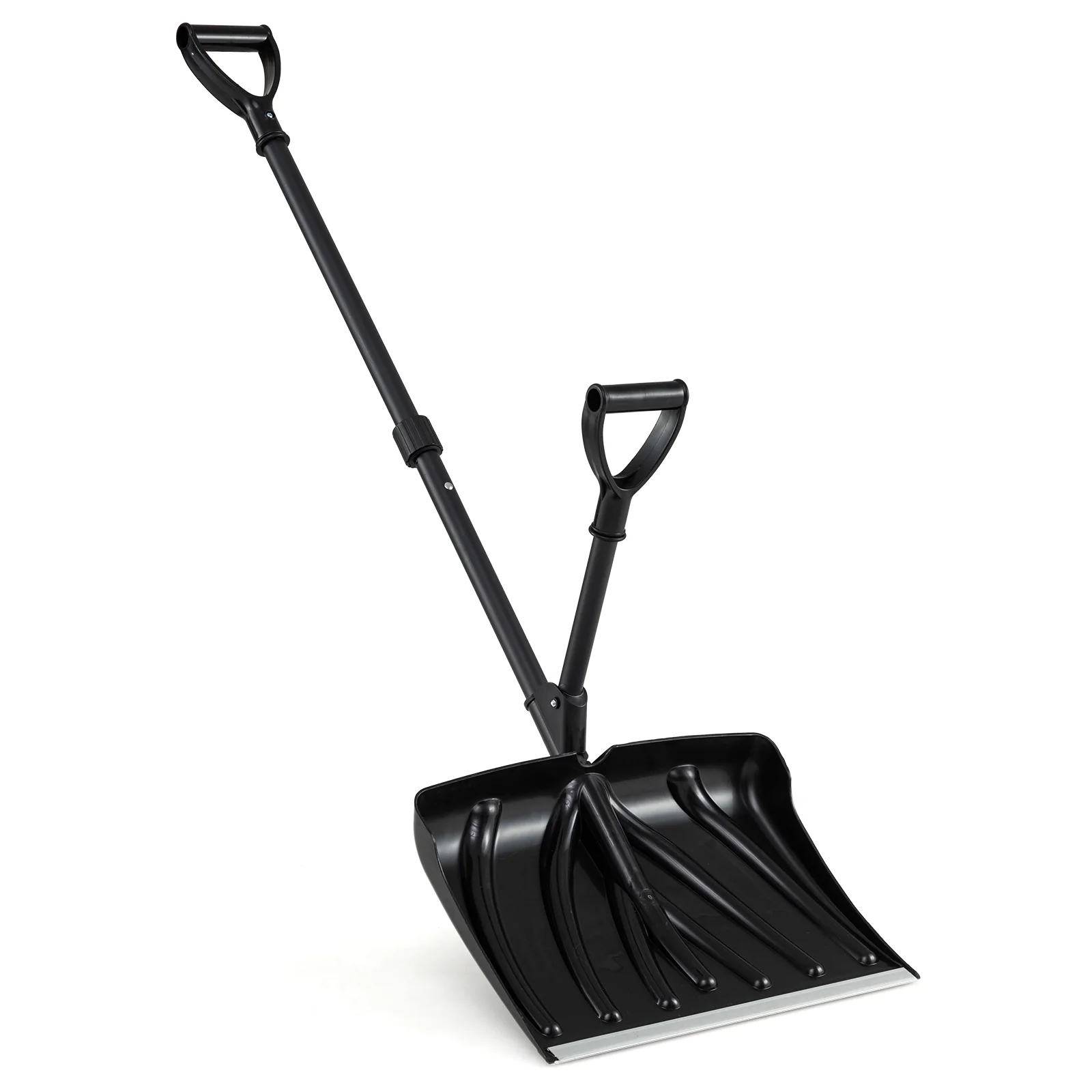53 Inch Snow Shovel with Assist Handle for Driveway Car Garage Camping, Black