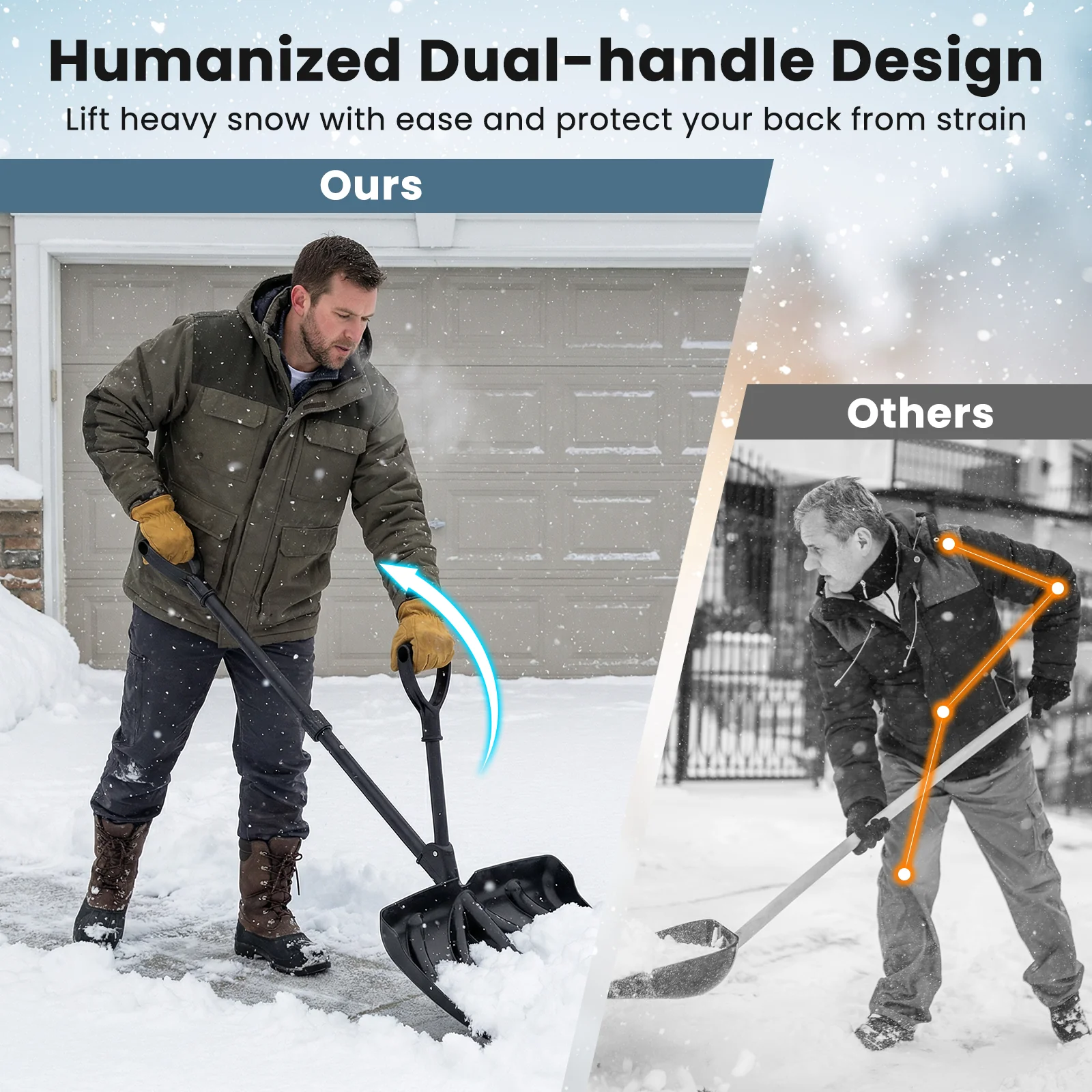 53 Inch Snow Shovel with Assist Handle for Driveway Car Garage Camping, Black - Image 8