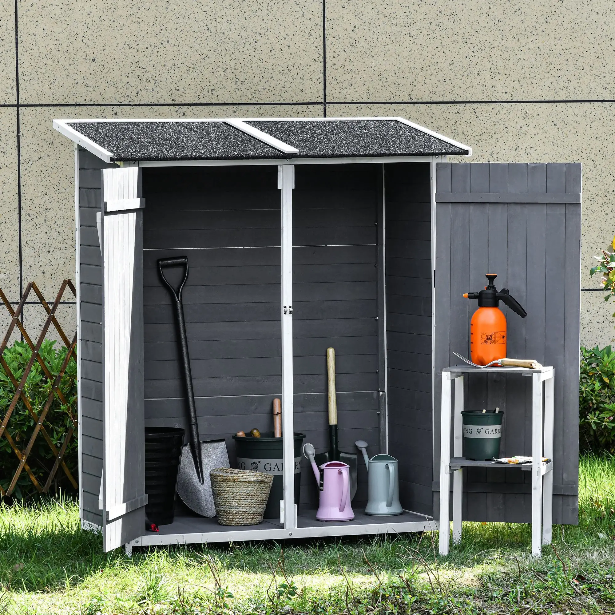 54.75''x29.5''x63'' Garden Storage Shed, Asphalt Roof, Wooden, Double Door - Image 2