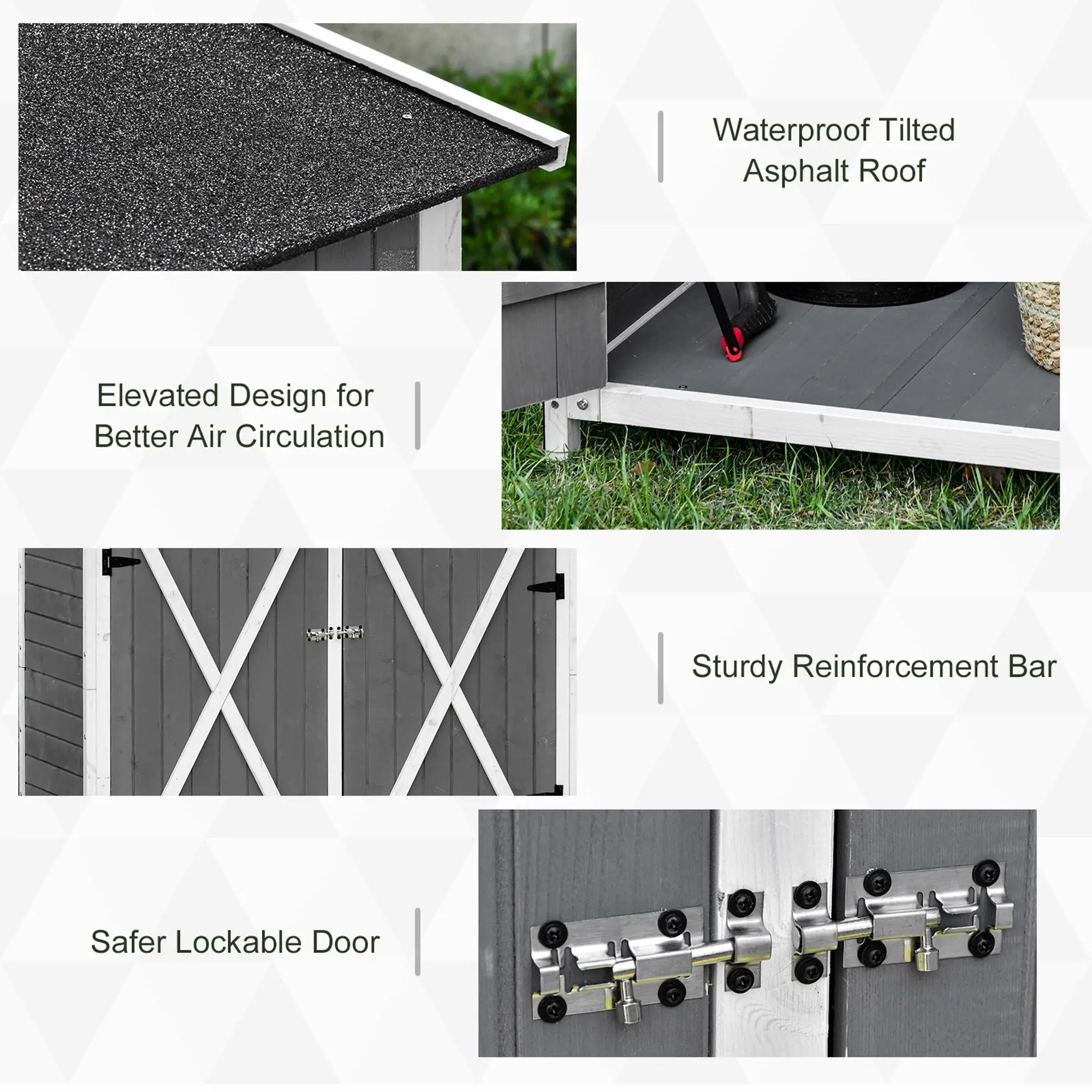 54.75''x29.5''x63'' Garden Storage Shed, Asphalt Roof, Wooden, Double Door - Image 4
