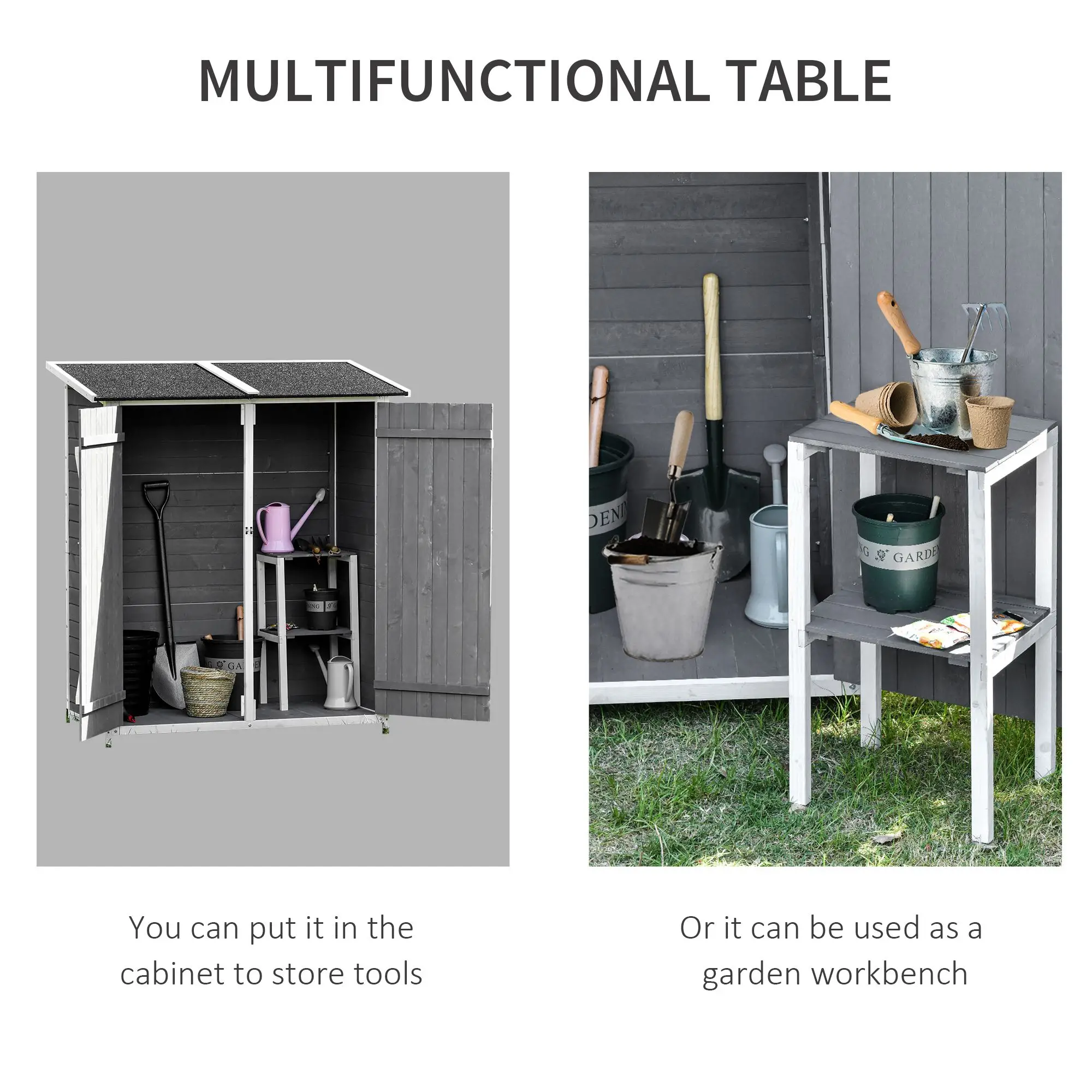 54.75''x29.5''x63'' Garden Storage Shed, Asphalt Roof, Wooden, Double Door - Image 5
