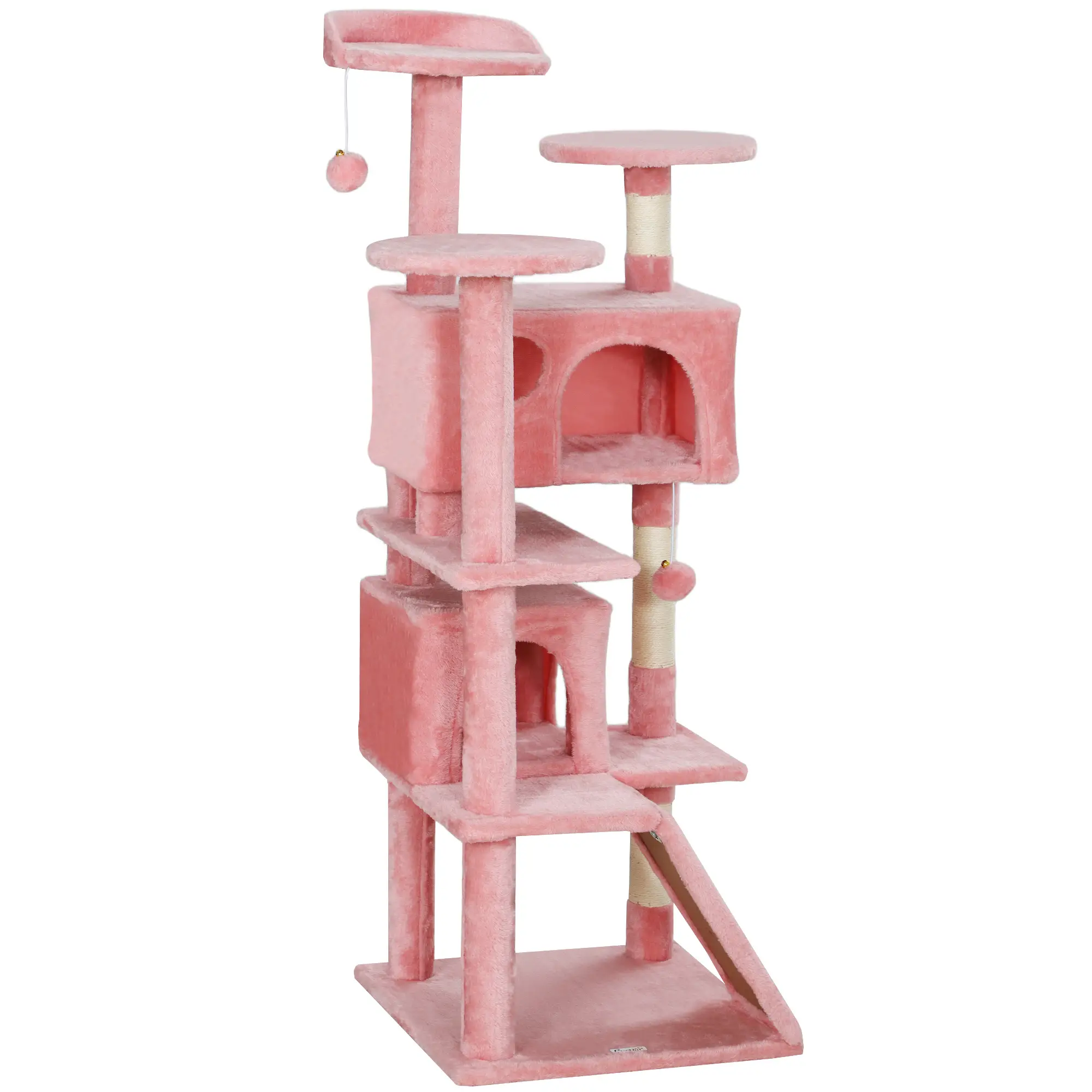 54" Cat Tree, Multi-Level Tower with Scratching Posts, Condos, Pink