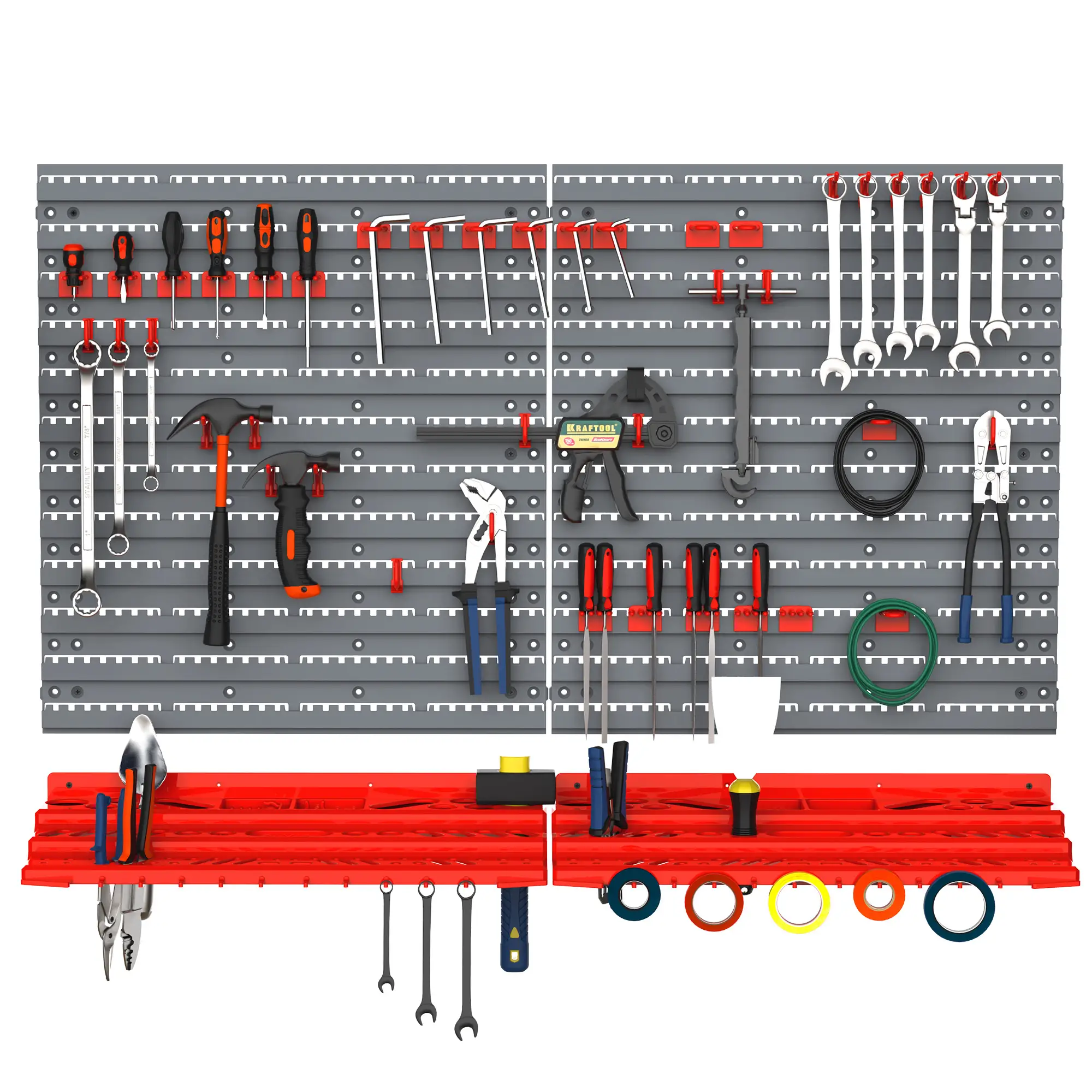 54 Piece Plastic Pegboard Panels, Wall Mounted Garage Storage, 50 Hooks, Red - Image 11