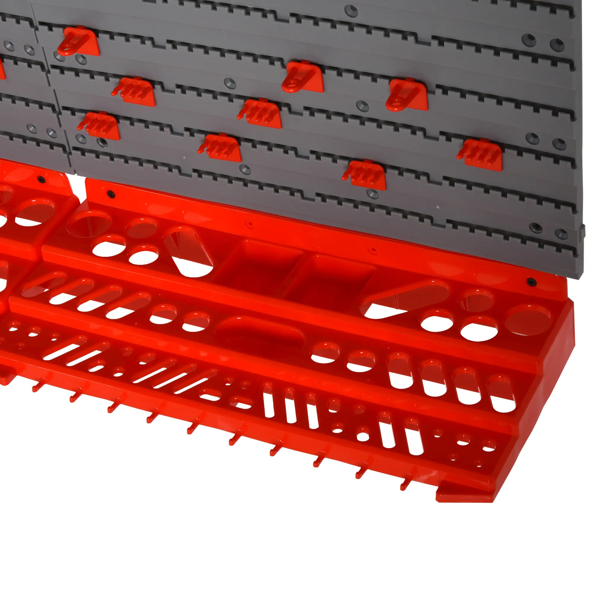 54 Piece Plastic Pegboard Panels, Wall Mounted Garage Storage, 50 Hooks, Red - Image 9