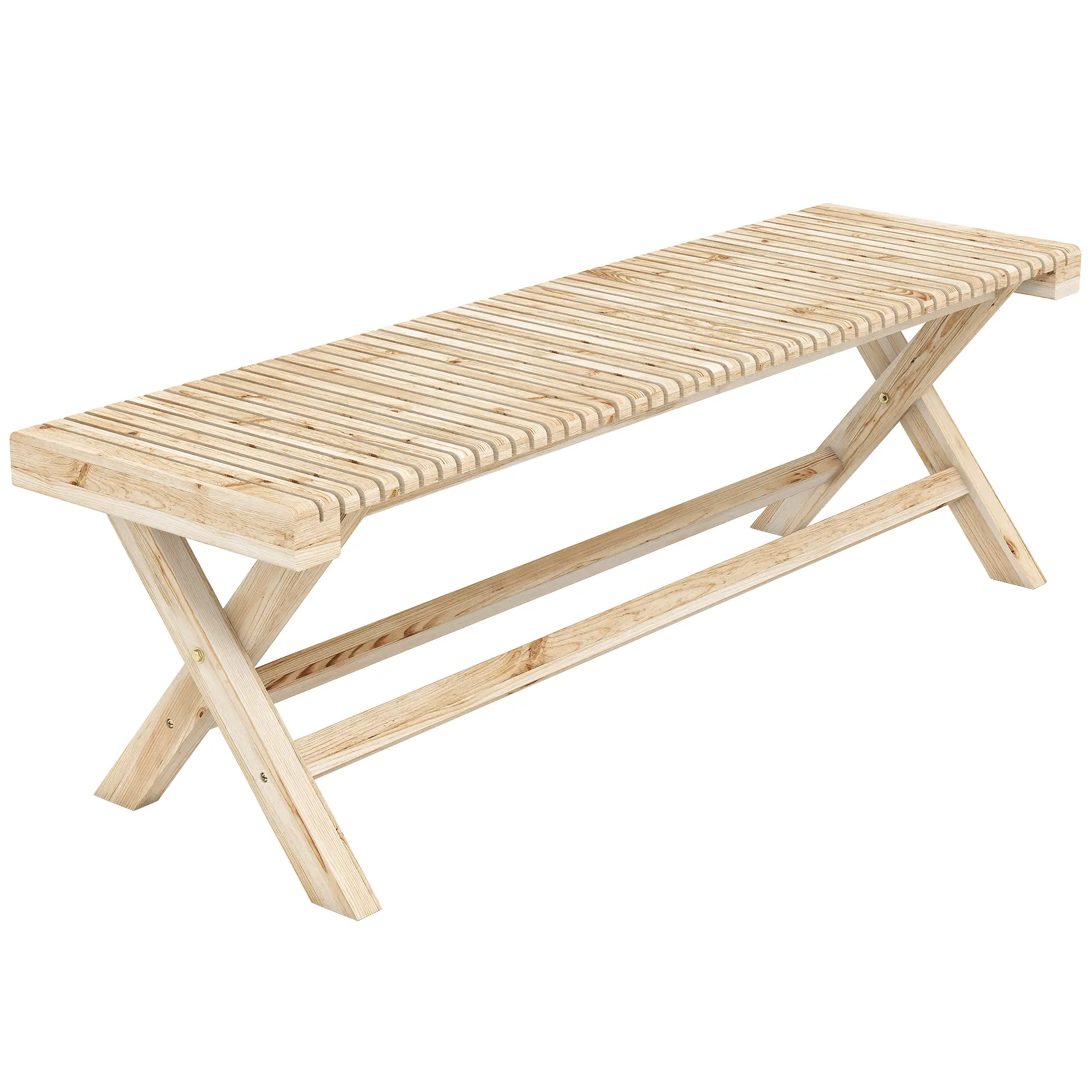 55.1" Garden Bench, 2-Seater Outdoor Bench, Natural Wood Finish - Image 11