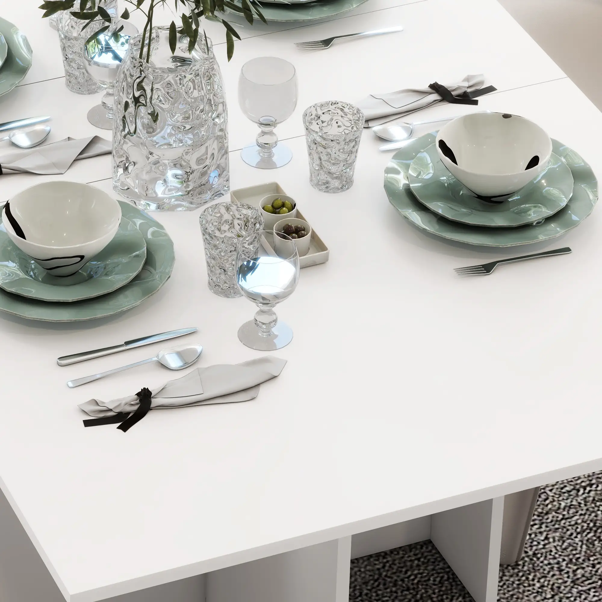 55" Folding Dining Table, Drop Leaf, Storage Shelves, White - Image 7