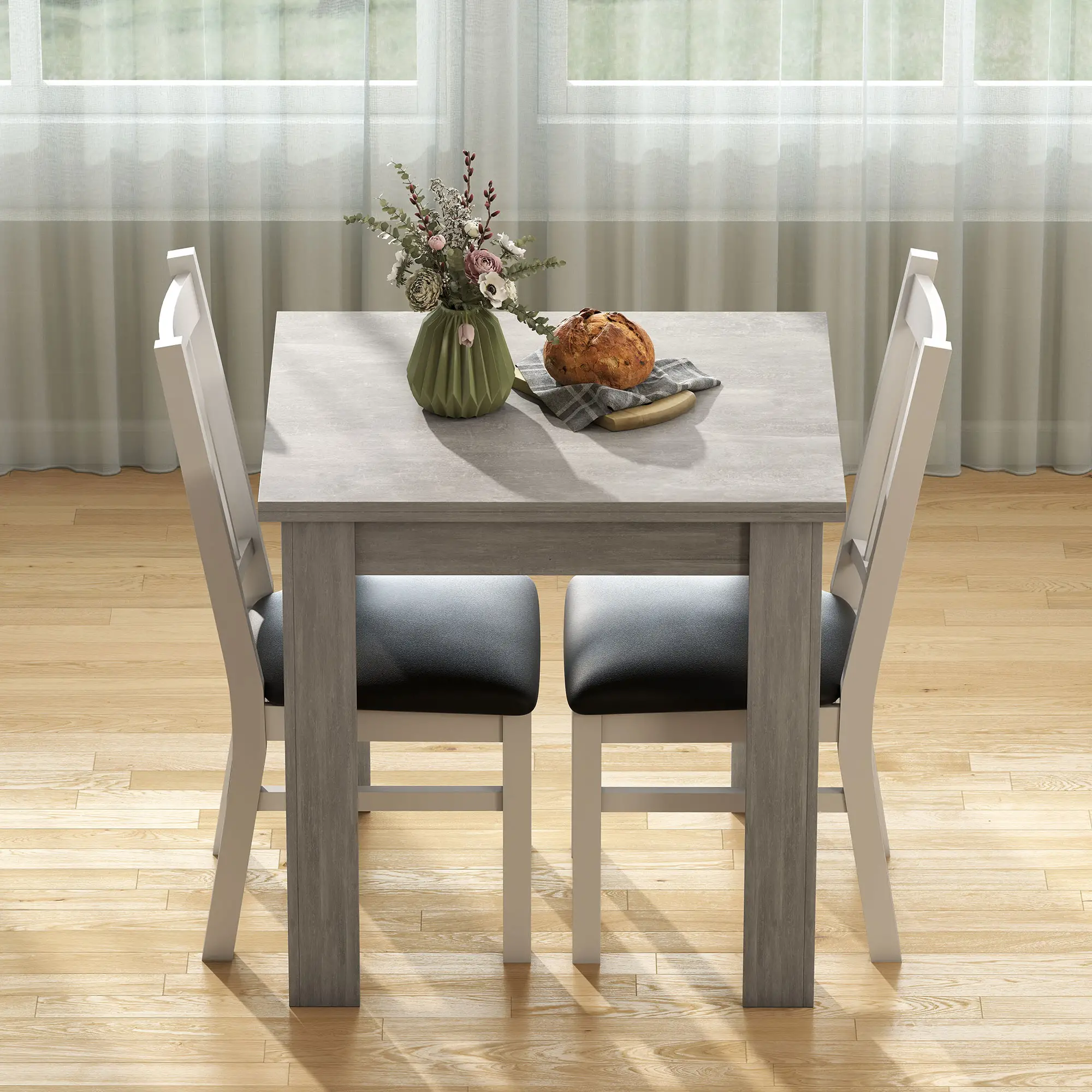 55 Inch Extendable Dining Table for 4-6 Person, Kitchen Table, Grey - Image 10