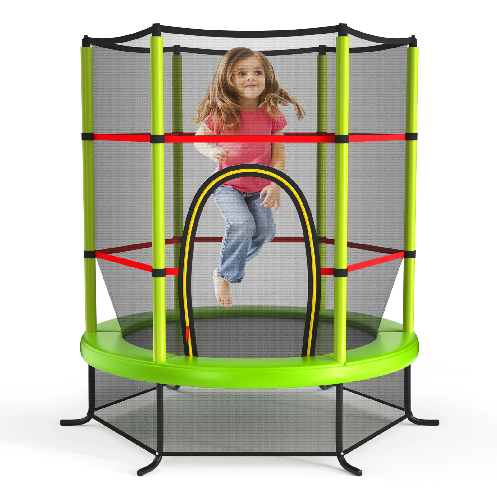 55 Inch Trampoline With Enclosure Net, Green - Image 3