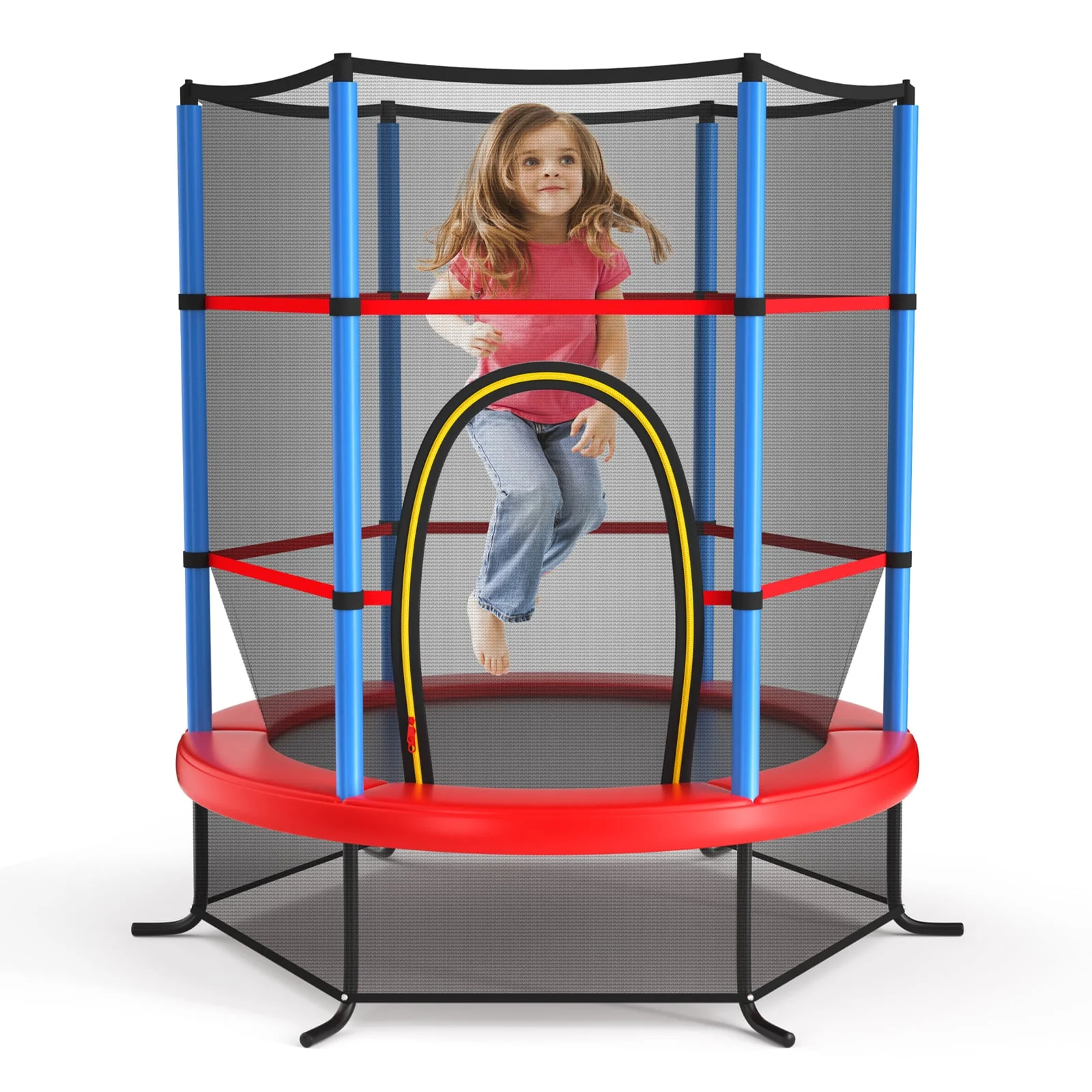 55 Inch Trampoline, With Enclosure Net, Navy - Image 3