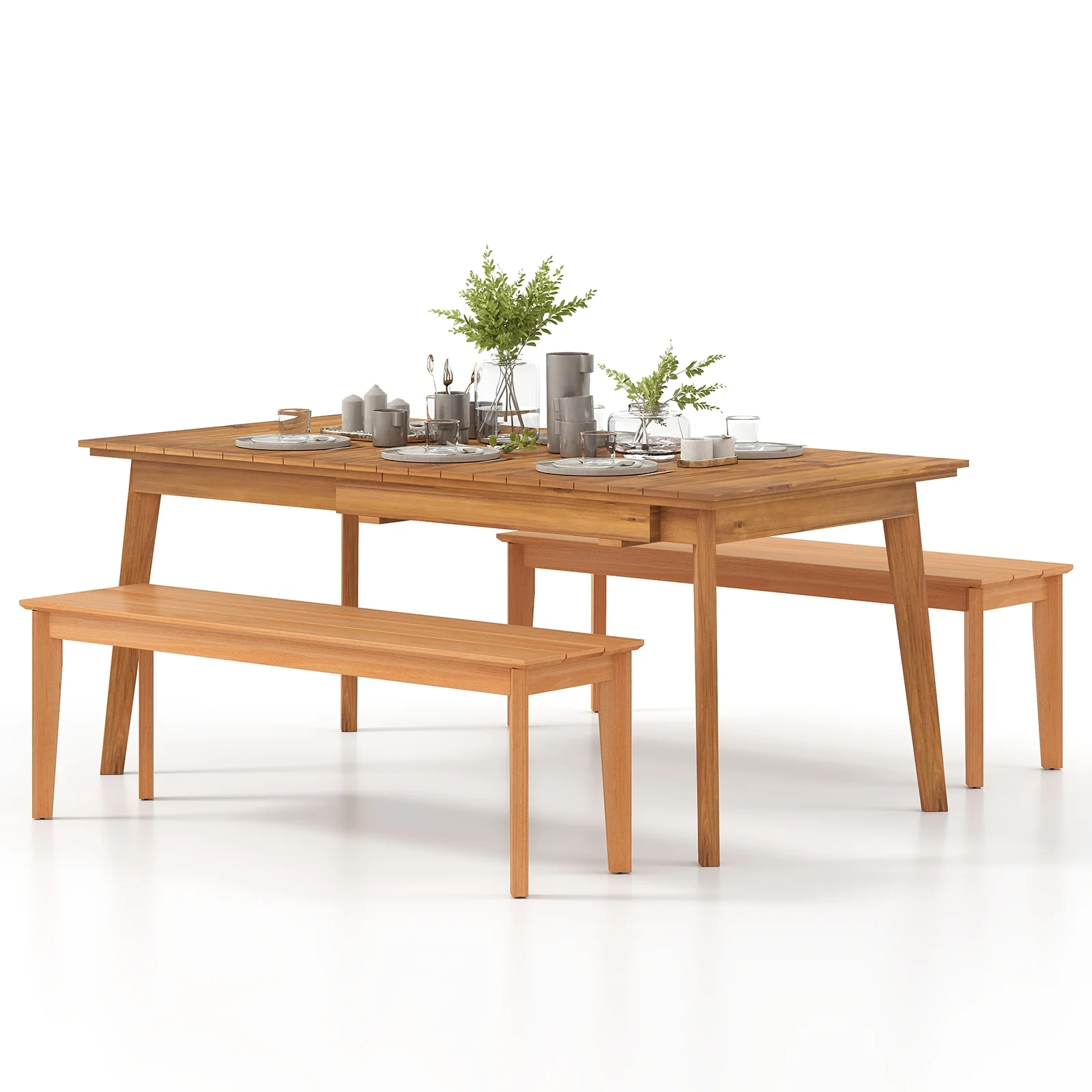 55 Inches Teak Wood Bench, 880 LBS Weight Capacity, Natural - Image 5