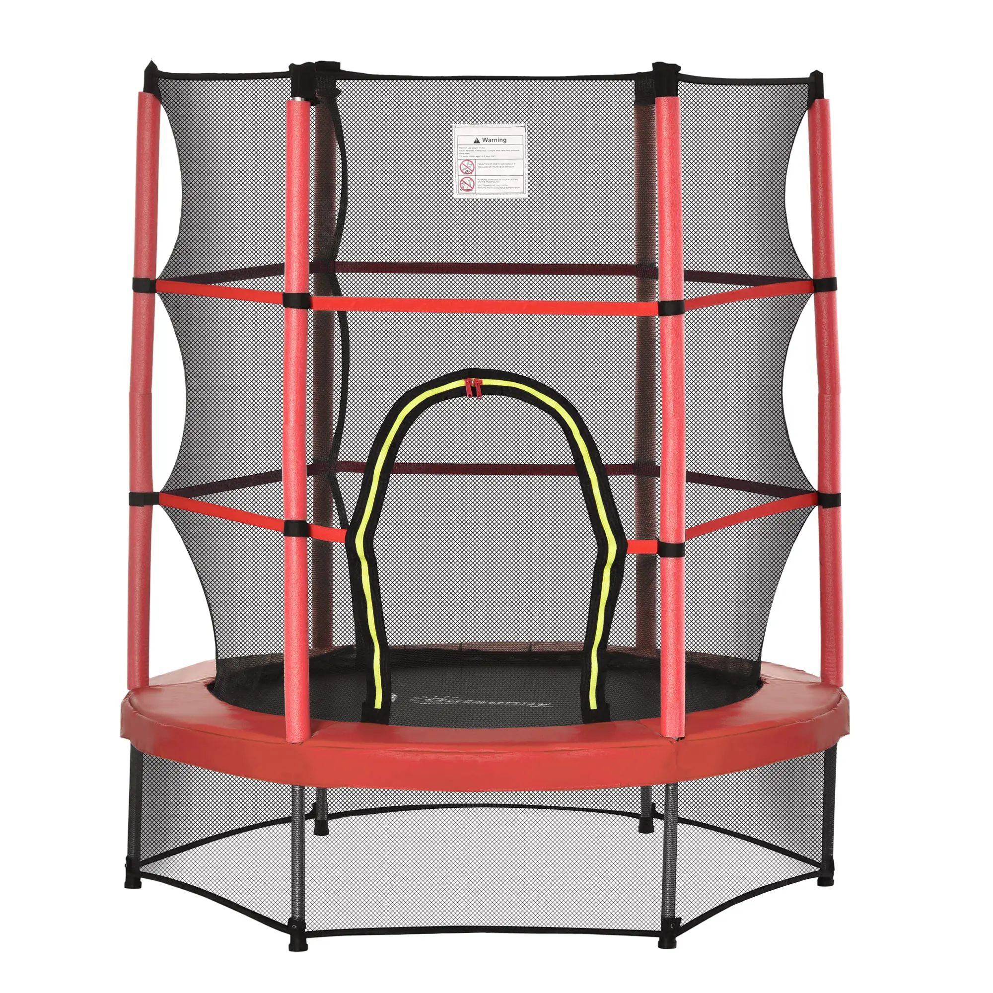 55" Kids Trampoline with Enclosure Net, Indoor/Outdoor, Age 3-6, Red - Image 11