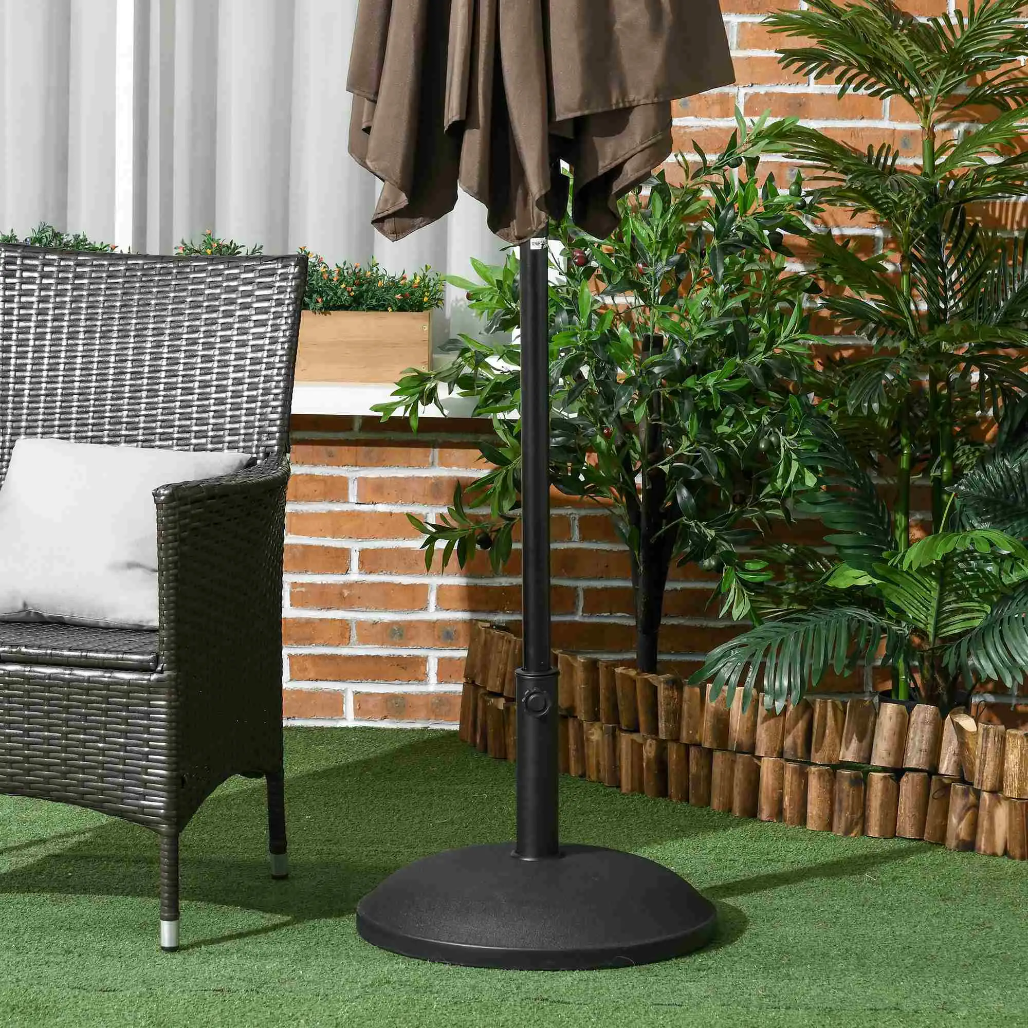 55 lbs Cement Umbrella Base, 20" Heavy Duty Round Stand, Black - Image 10
