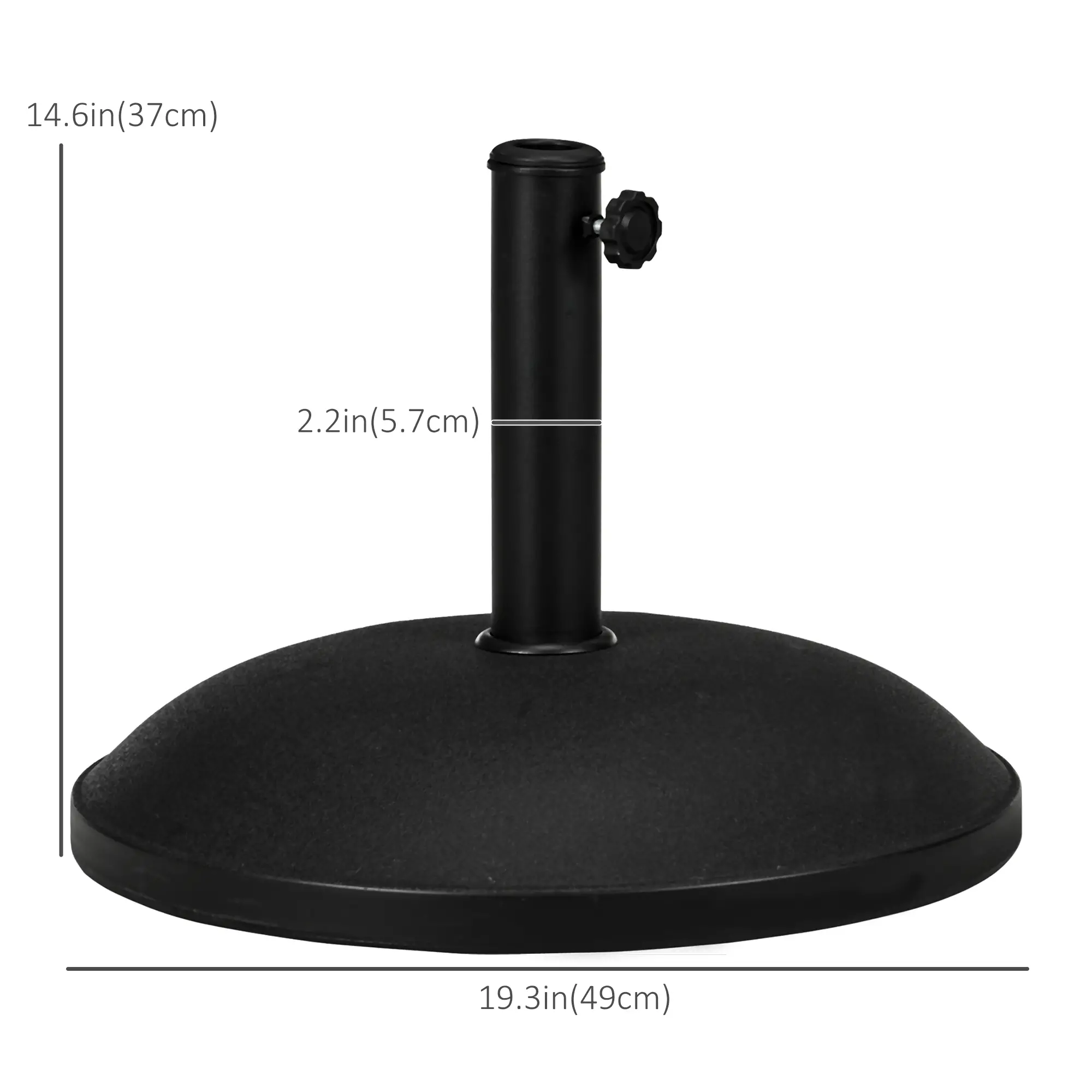 55 lbs Cement Umbrella Base, 20" Heavy Duty Round Stand, Black - Image 3
