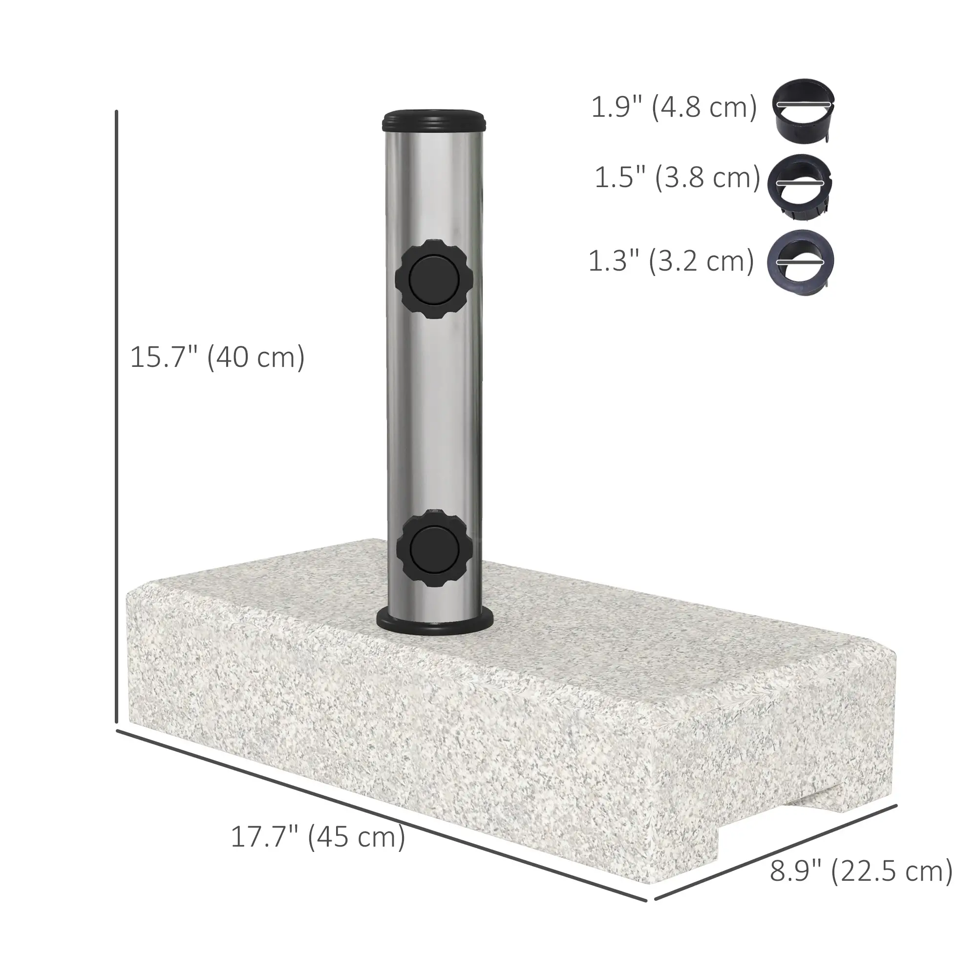 55 Lbs Half Granite Parasol Base, Outdoor Umbrella Stand, Grey - Image 3