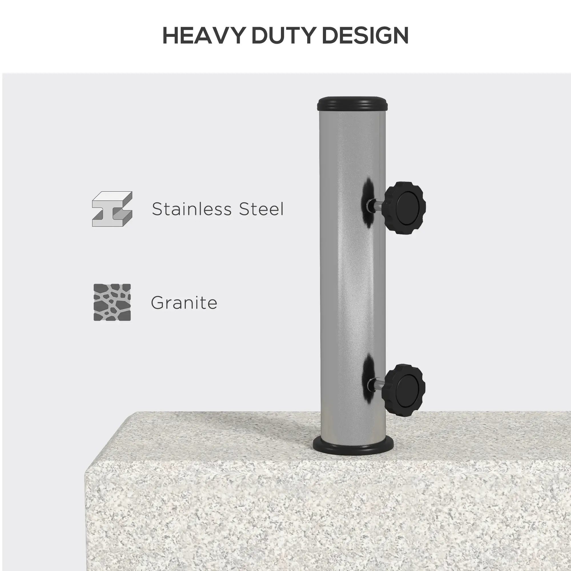 55 Lbs Half Granite Parasol Base, Outdoor Umbrella Stand, Grey - Image 5