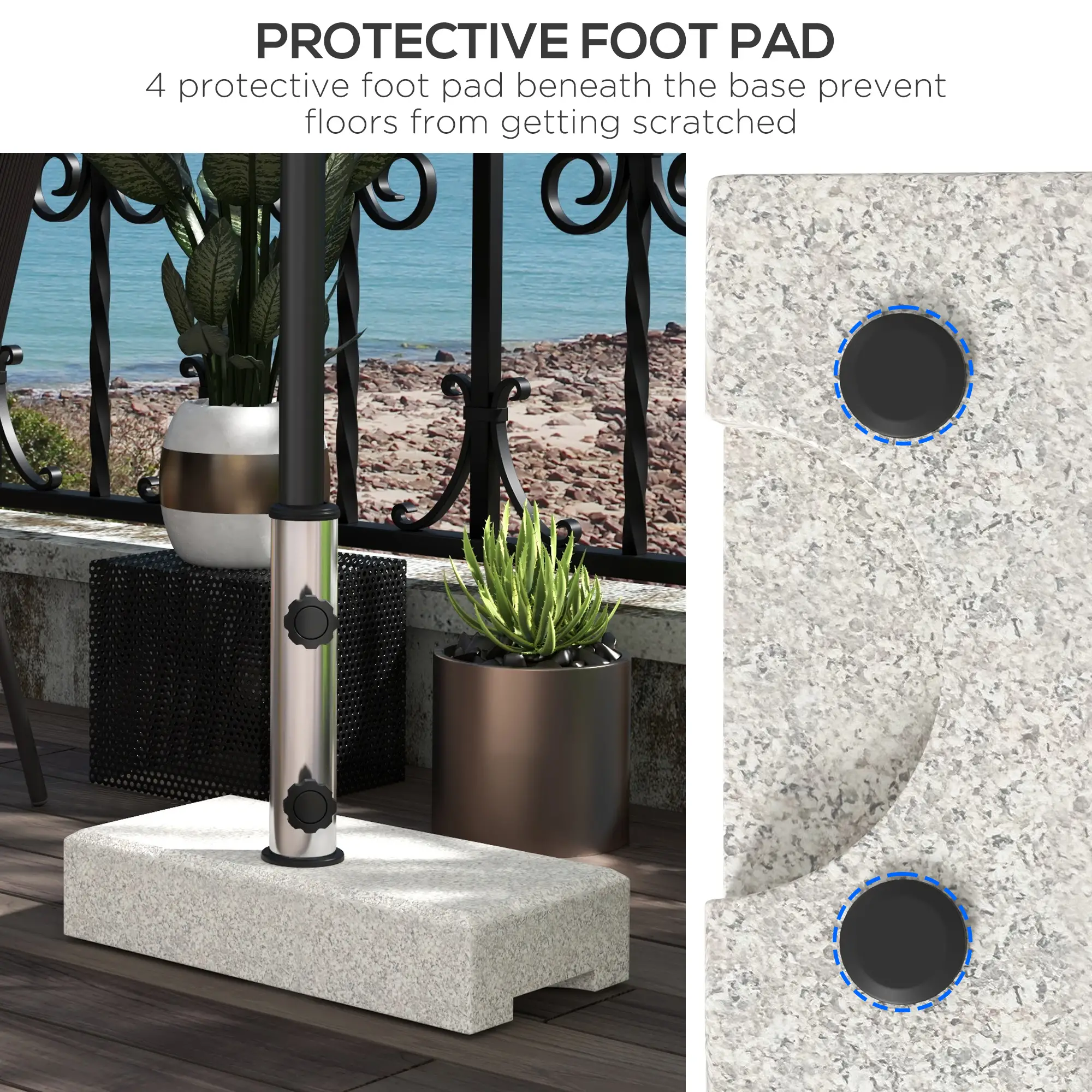 55 Lbs Half Granite Parasol Base, Outdoor Umbrella Stand, Grey - Image 6