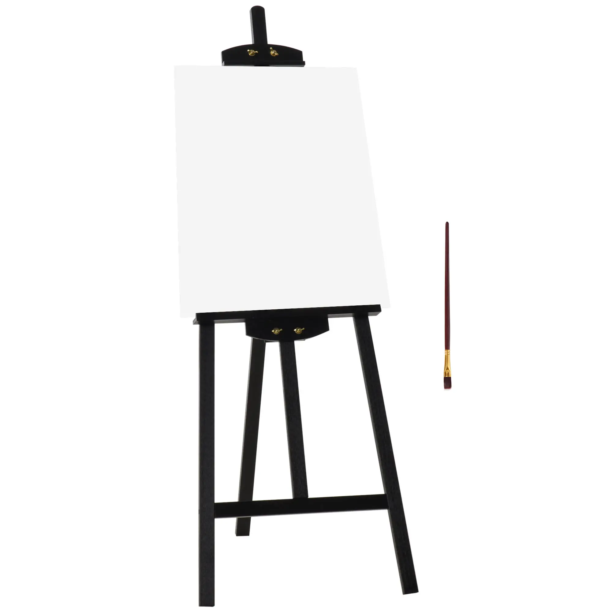55" Pine Wood Painting Easel Stand, Adjustable Folding Art Easel, Black