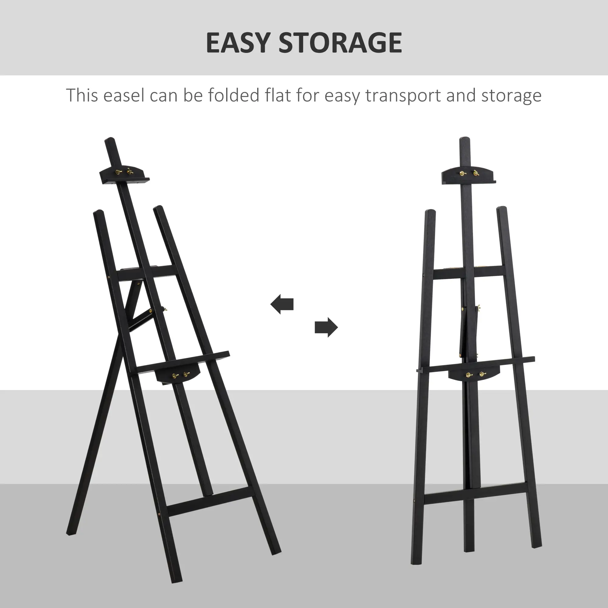 55" Pine Wood Painting Easel Stand, Adjustable Folding Art Easel, Black - Image 4