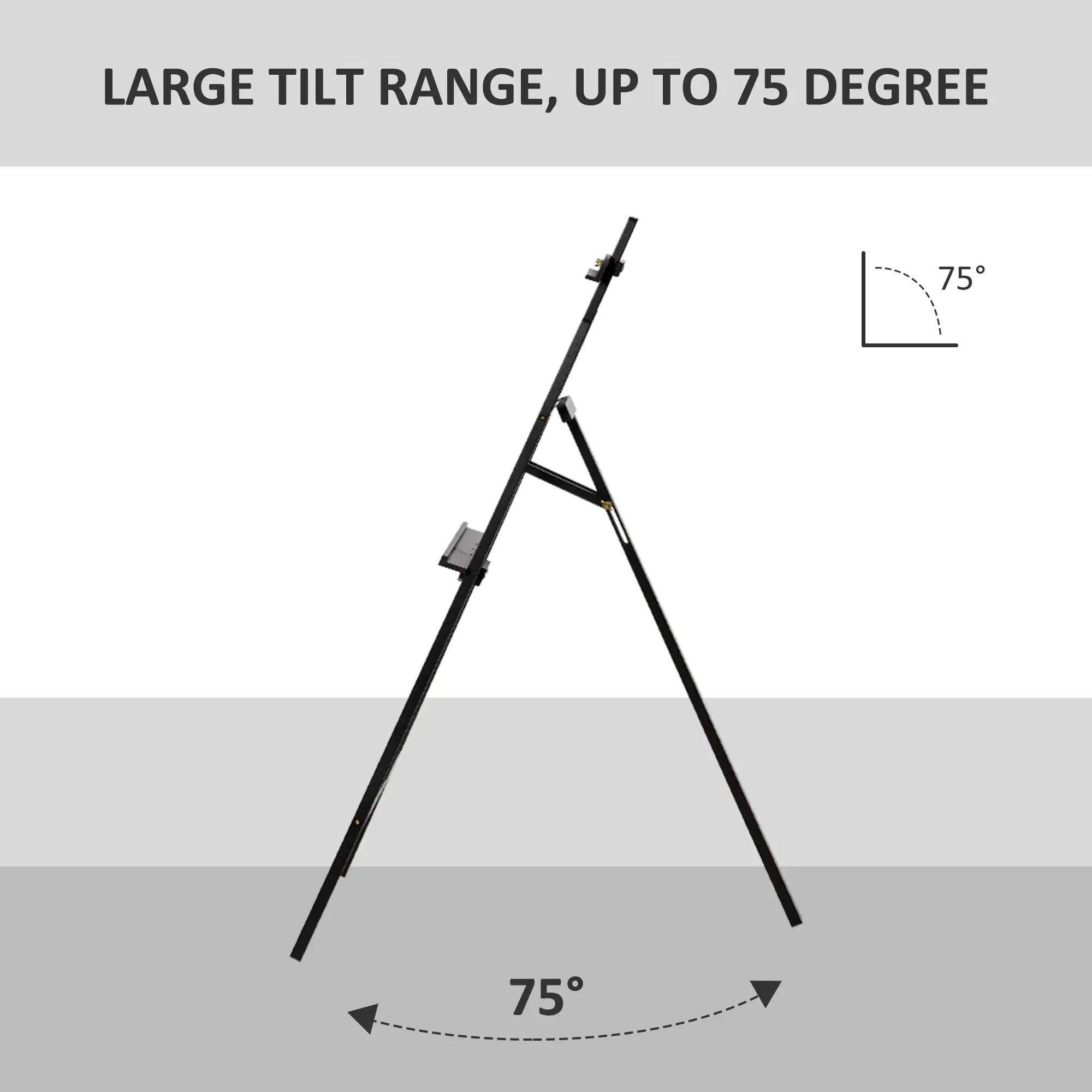 55" Pine Wood Painting Easel Stand, Adjustable Folding Art Easel, Black - Image 5