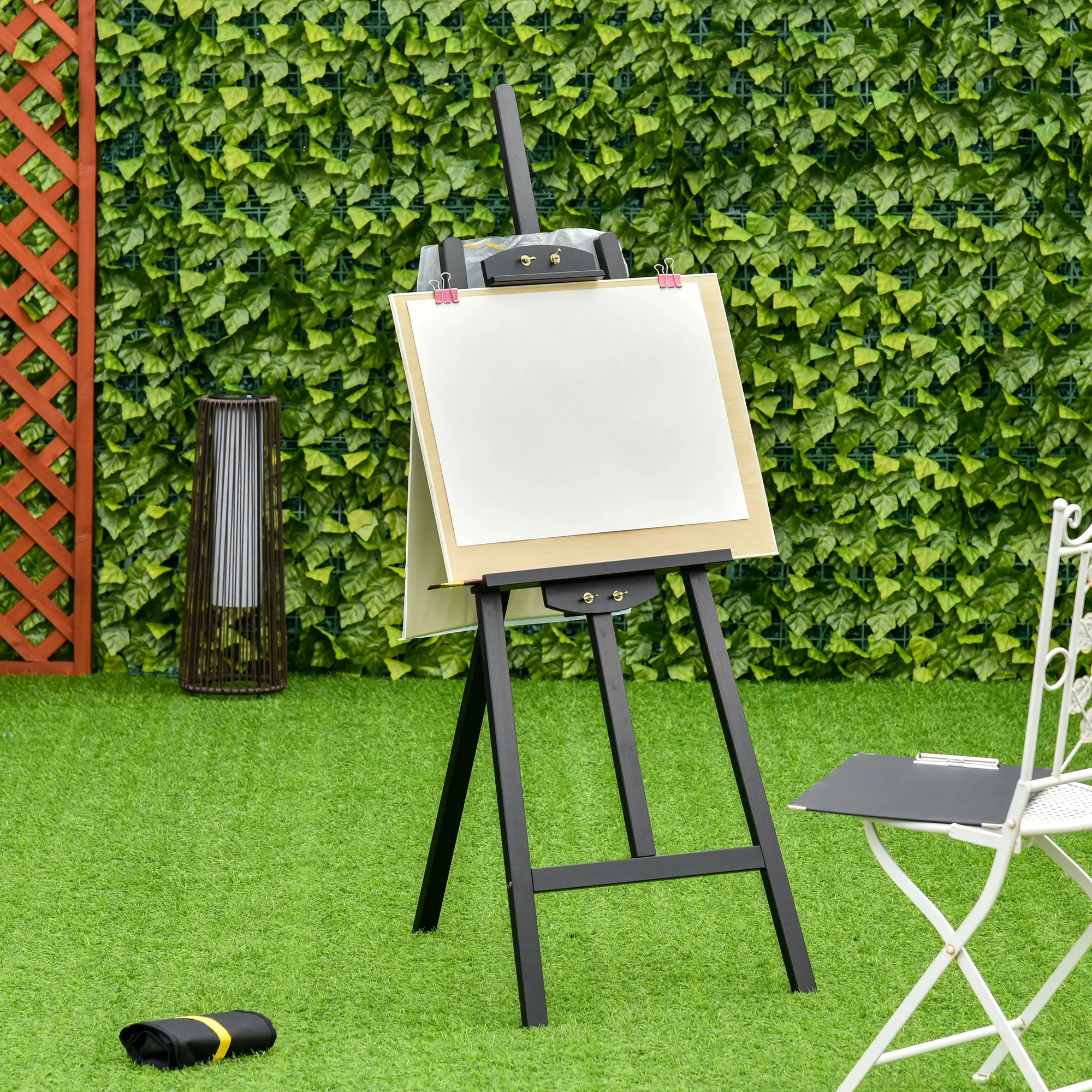 55" Pine Wood Painting Easel Stand, Adjustable Folding Art Easel, Black - Image 8