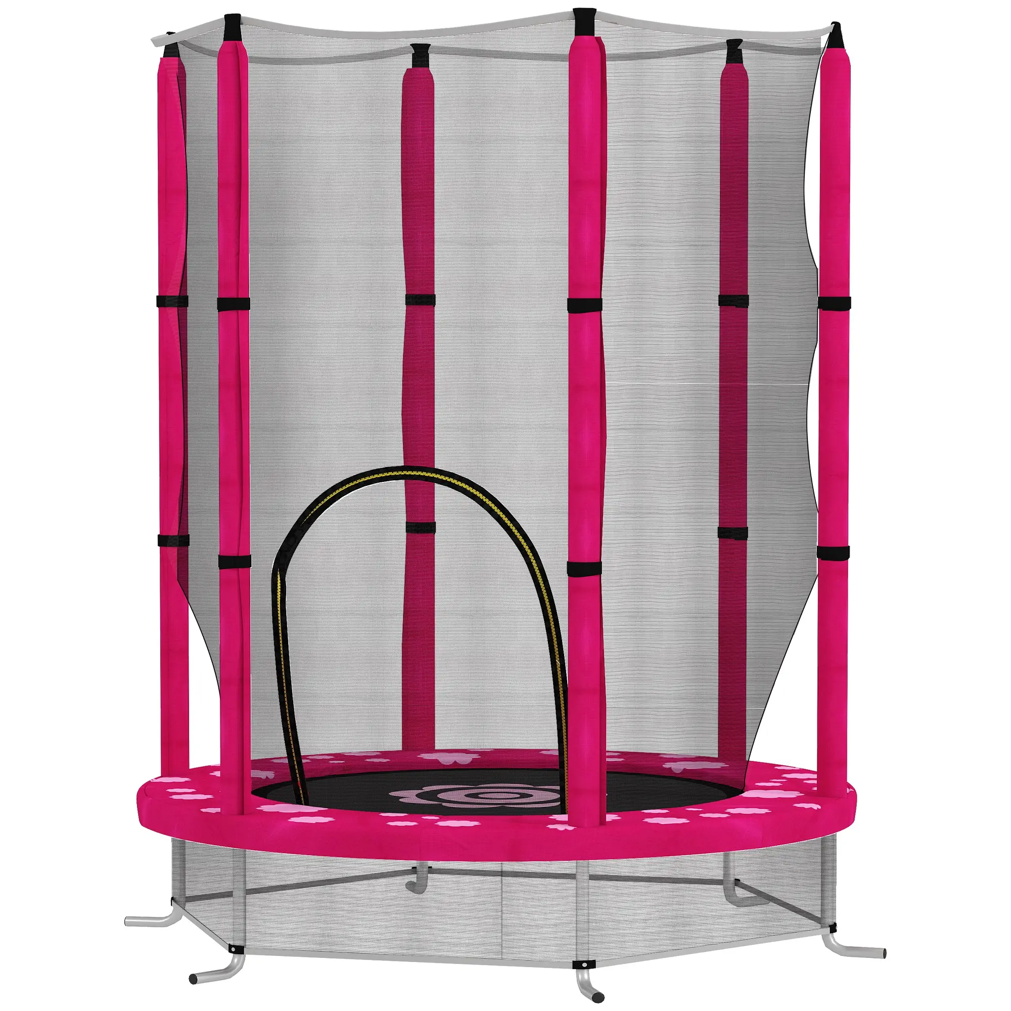 55" Toddler Trampoline, Safety Enclosure Net, Indoor Outdoor, Ages 3-6, Pink