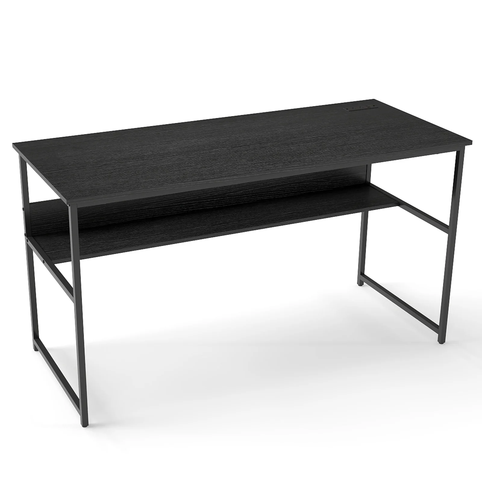 55 x 24 Inch Computer Desk With Power Outlets, USB Ports, Black - Image 5