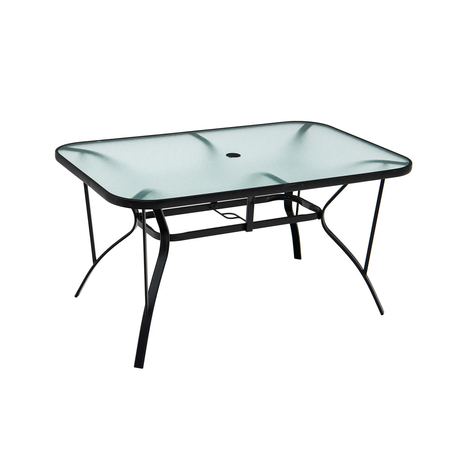 55 x 35 Inch Tempered Glass Patio Dining Table, Transparent