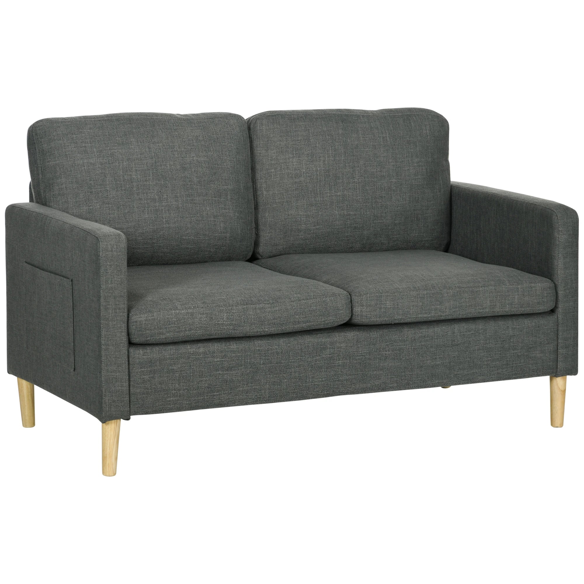 56" 2 Seat Sofa, Modern Love Seat, Upholstered Couch, Grey