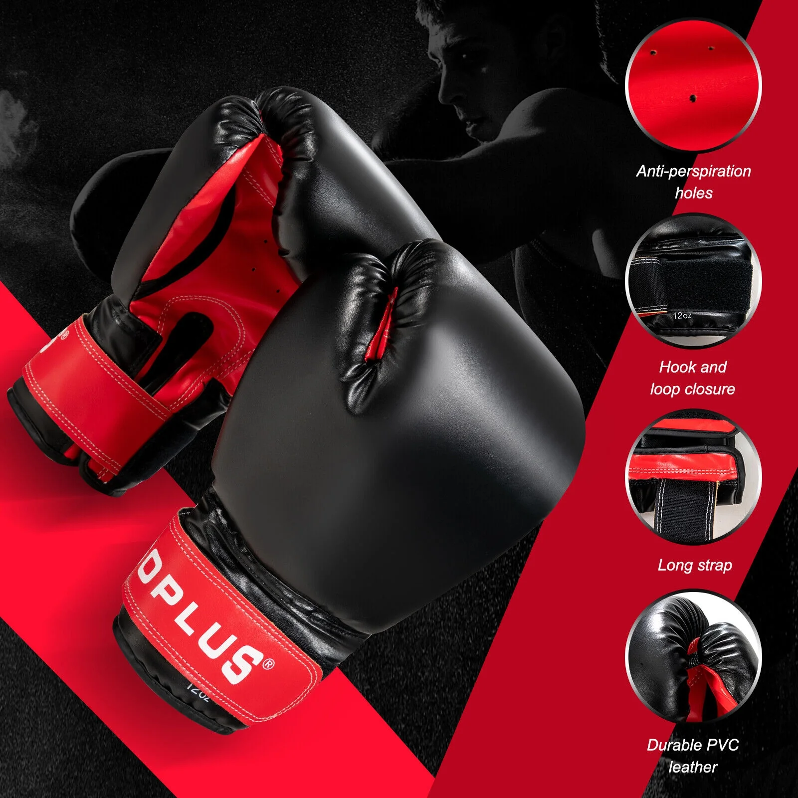 56 Lbs Filled Punching Bag Set For Adults, Black - Image 10