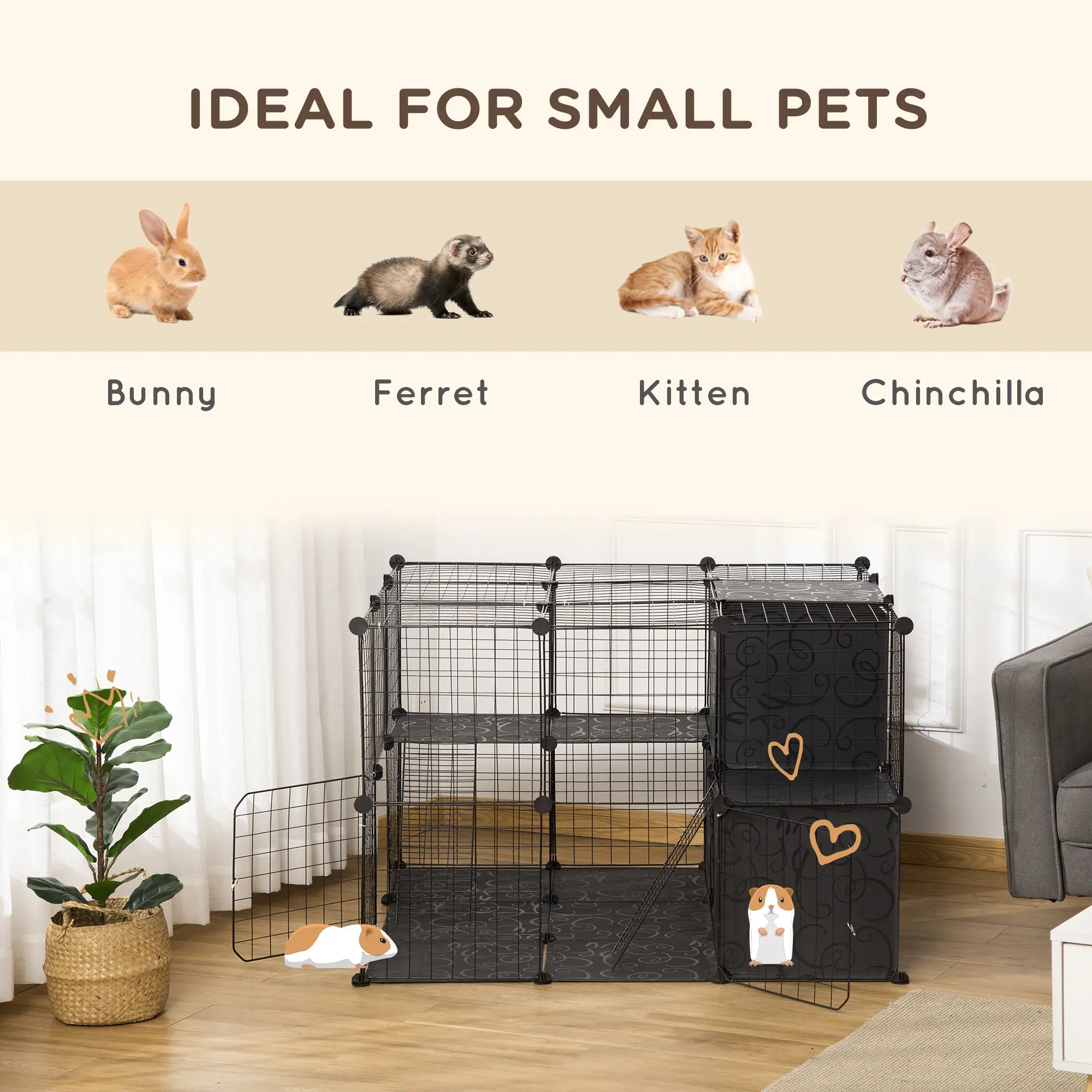 56 Panels Pet Playpen, Small Animal Cage for Rabbit - Image 6
