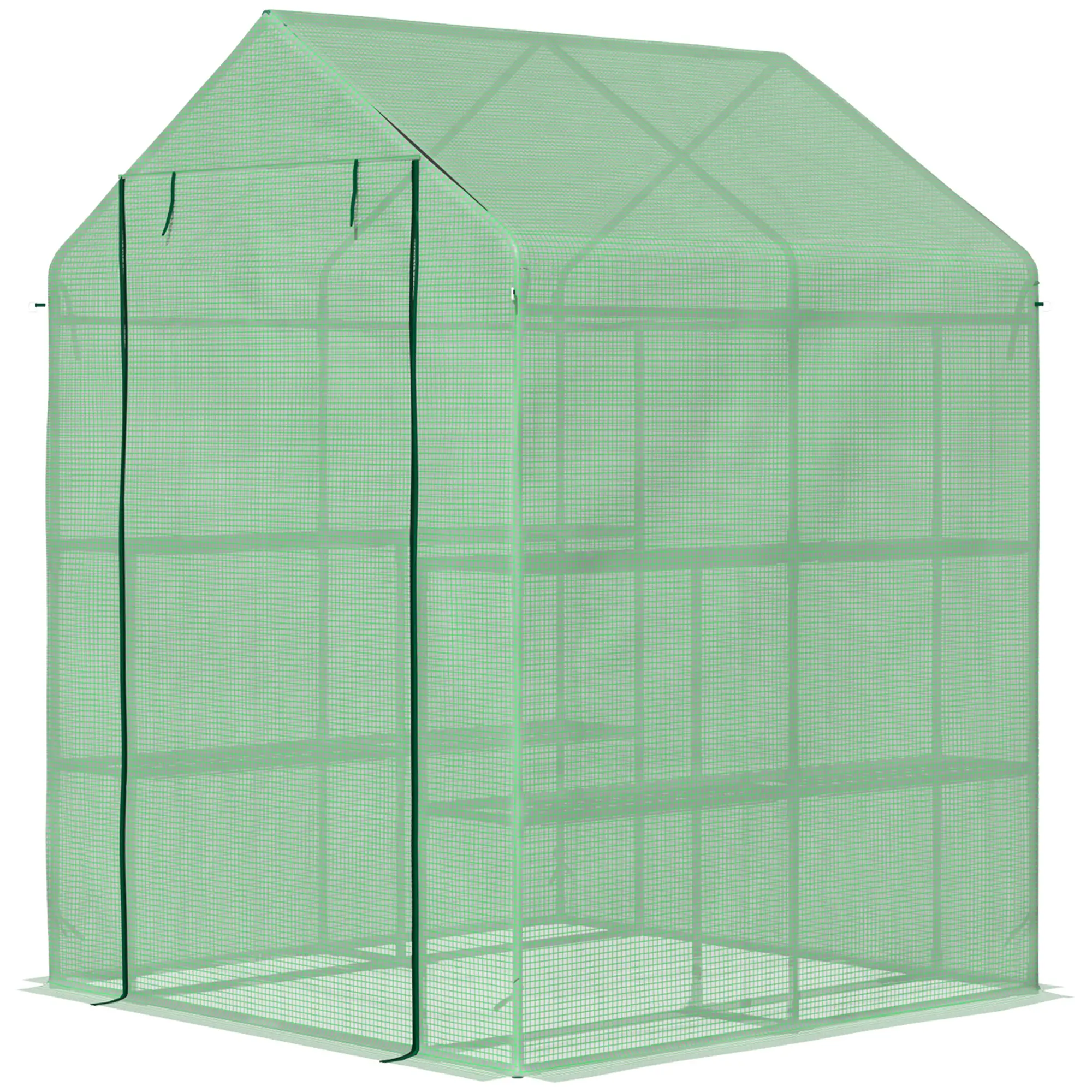 56" x 54" x 74" Walk-In Greenhouse, Portable Garden, 8 Shelves, PE Cover, Green - Image 11