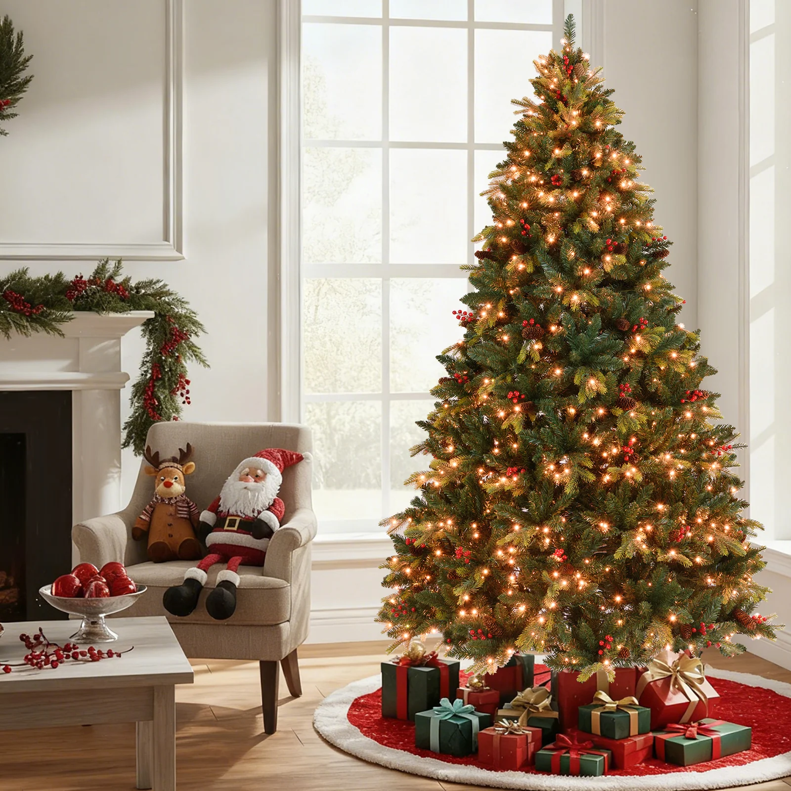 5/6/7/8 FT Artificial Christmas Tree with LED Lights and Remote APP Control-8 ft, Green - Image 2