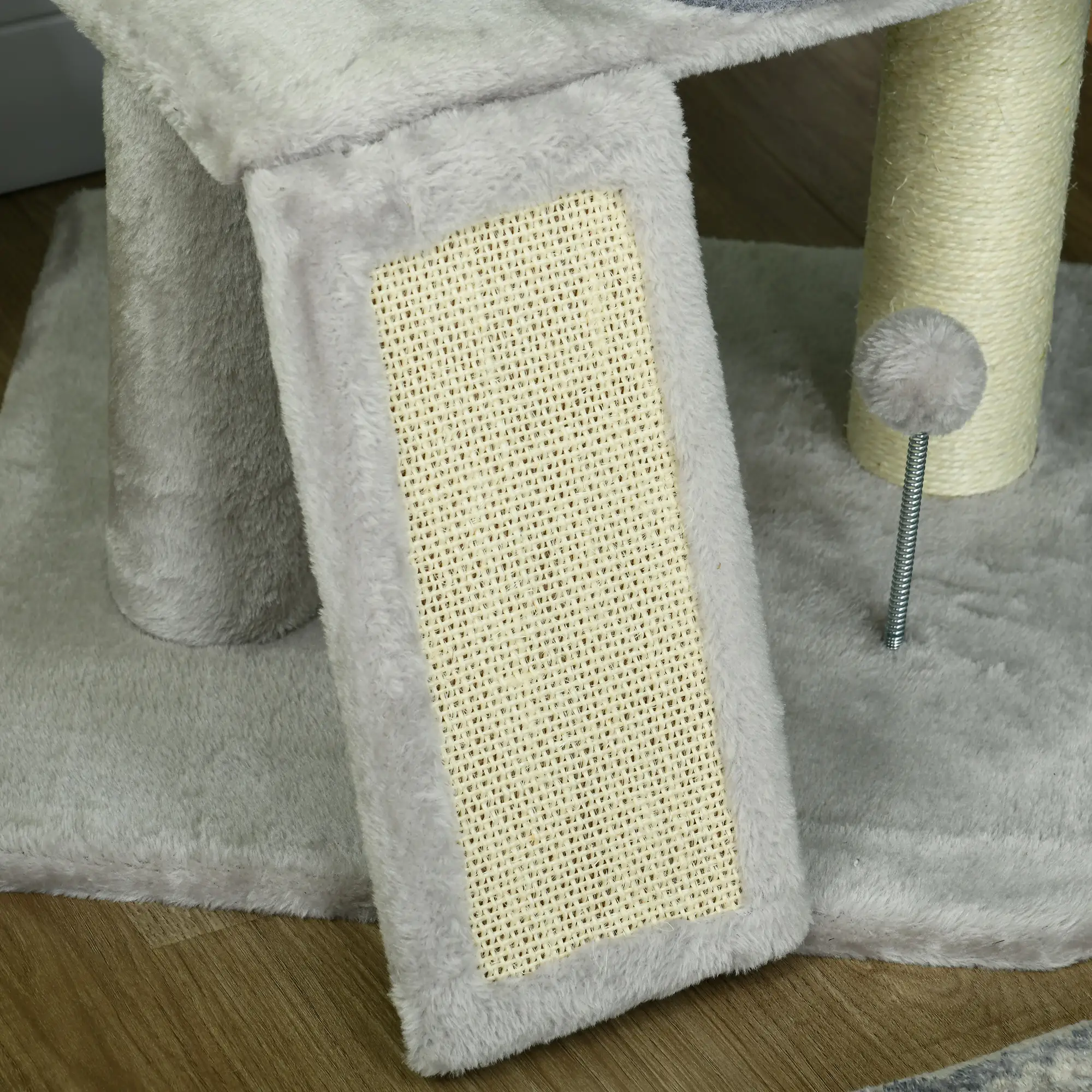 57.5" Cat Tree with Scratching Posts, Large Cat Tower, Bed, House, Toys, Grey - Image 10