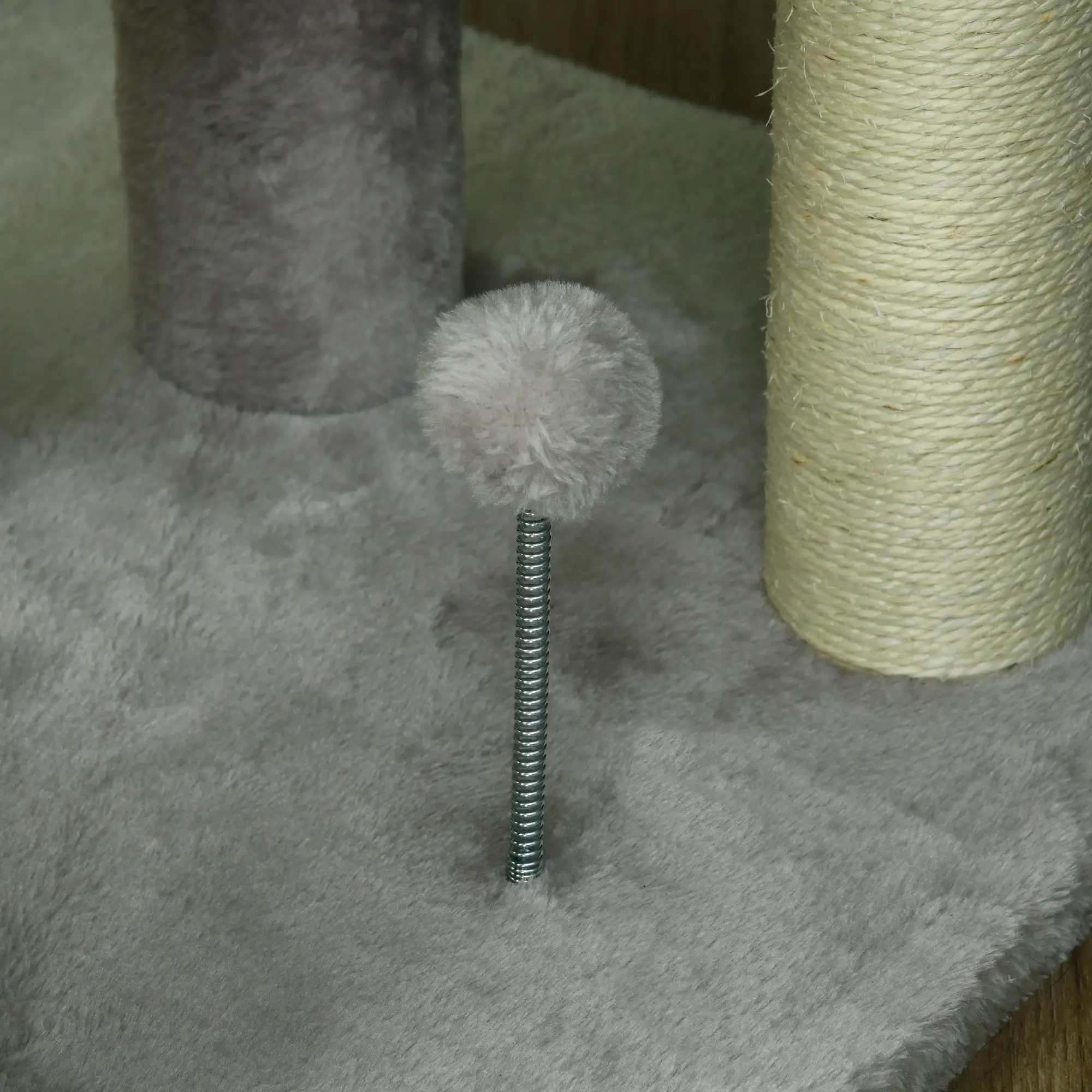 57.5" Cat Tree with Scratching Posts, Large Cat Tower, Bed, House, Toys, Grey - Image 9