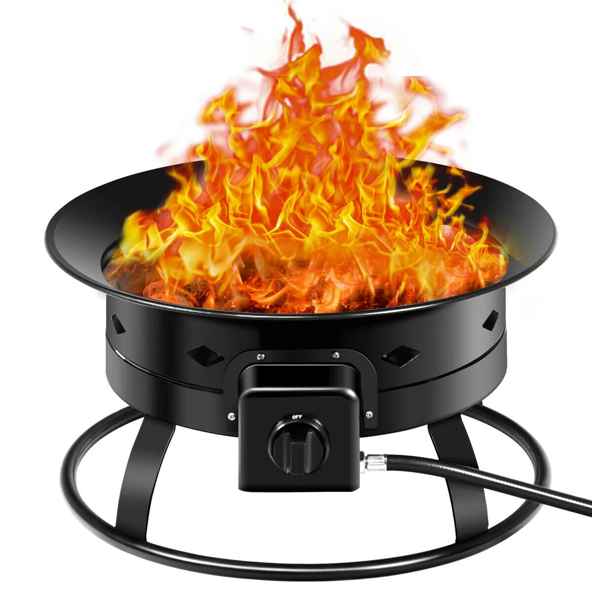 58,000 BTU Firebowl Outdoor Portable Propane Fire Pit, Black