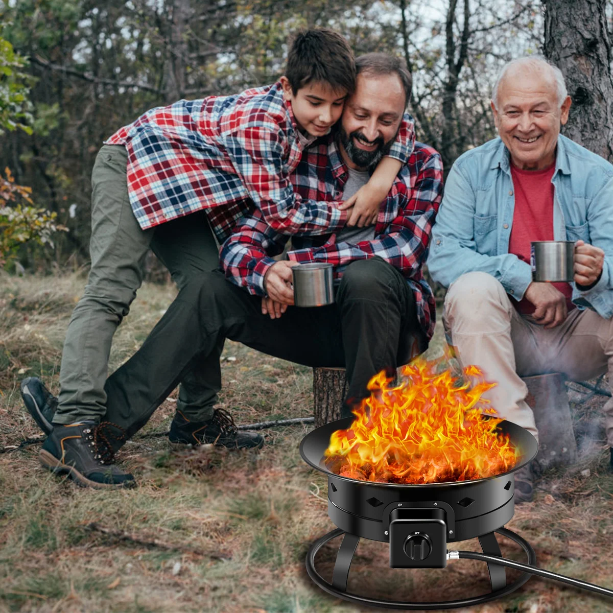 58,000 BTU Firebowl Outdoor Portable Propane Fire Pit, Black - Image 3